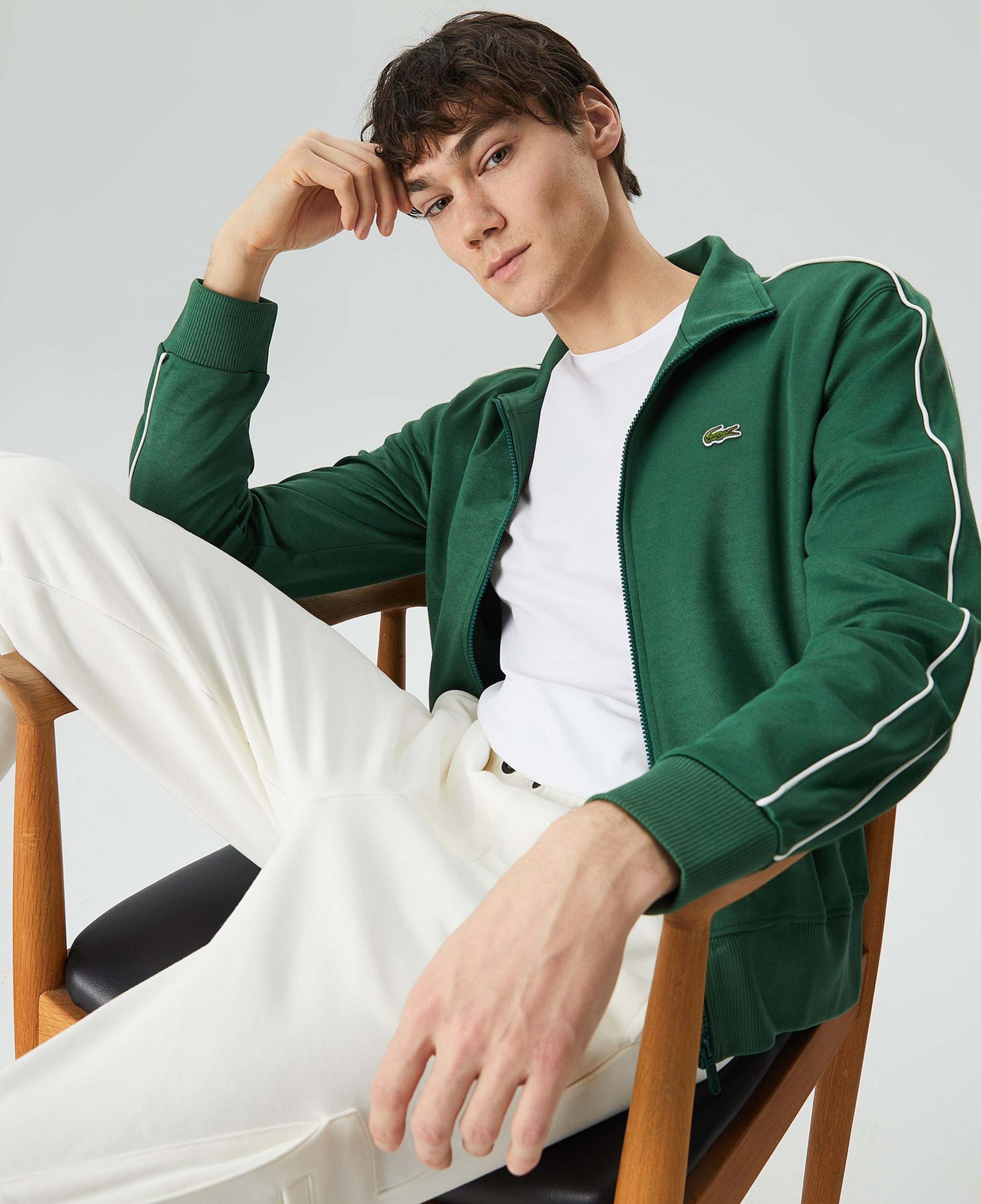 Lacoste Erkek Regular Fit Fermuarlı Koyu Yeşil Sweatshirt