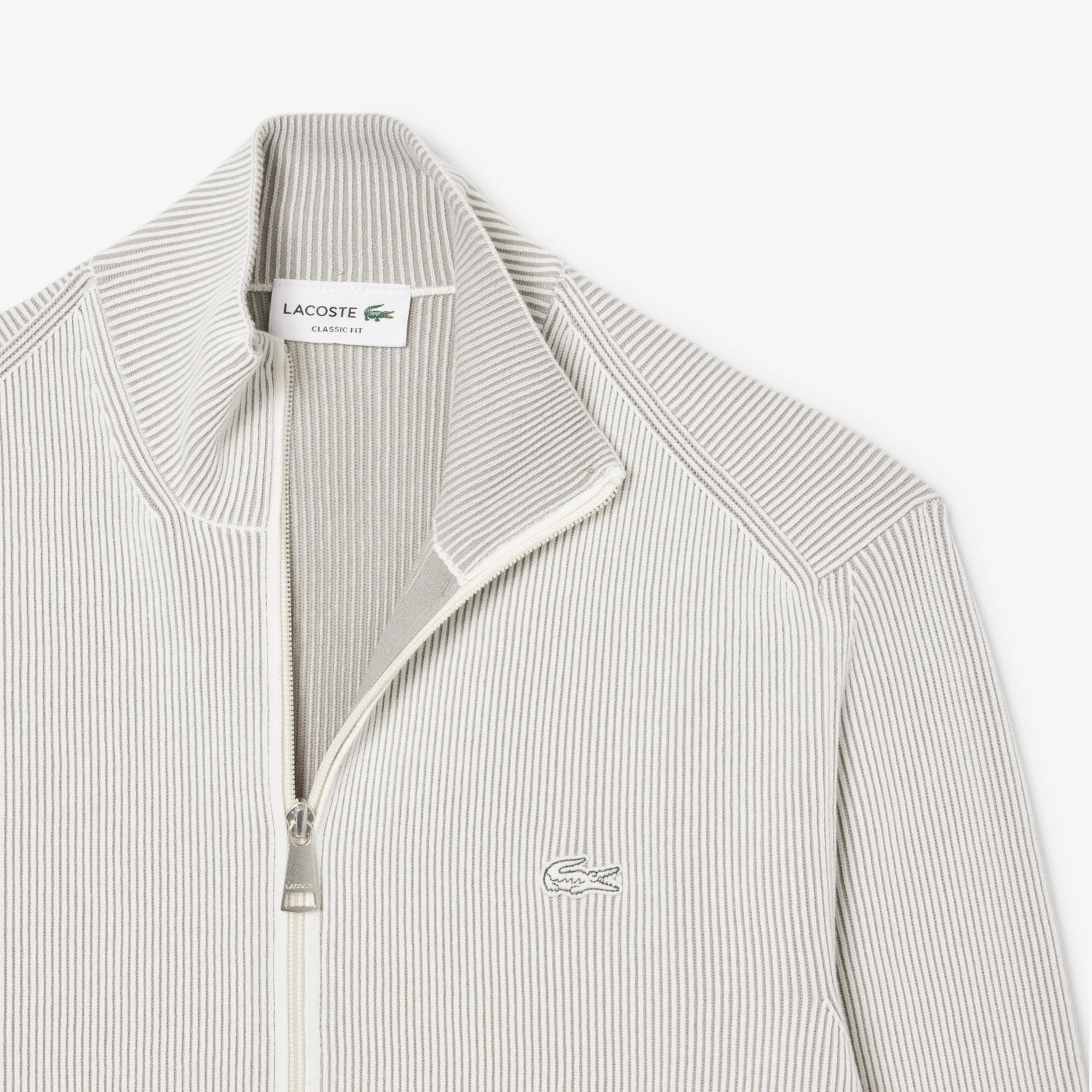 Lacoste Erkek Classic Fit Fermuarlı Yaka Gri Triko