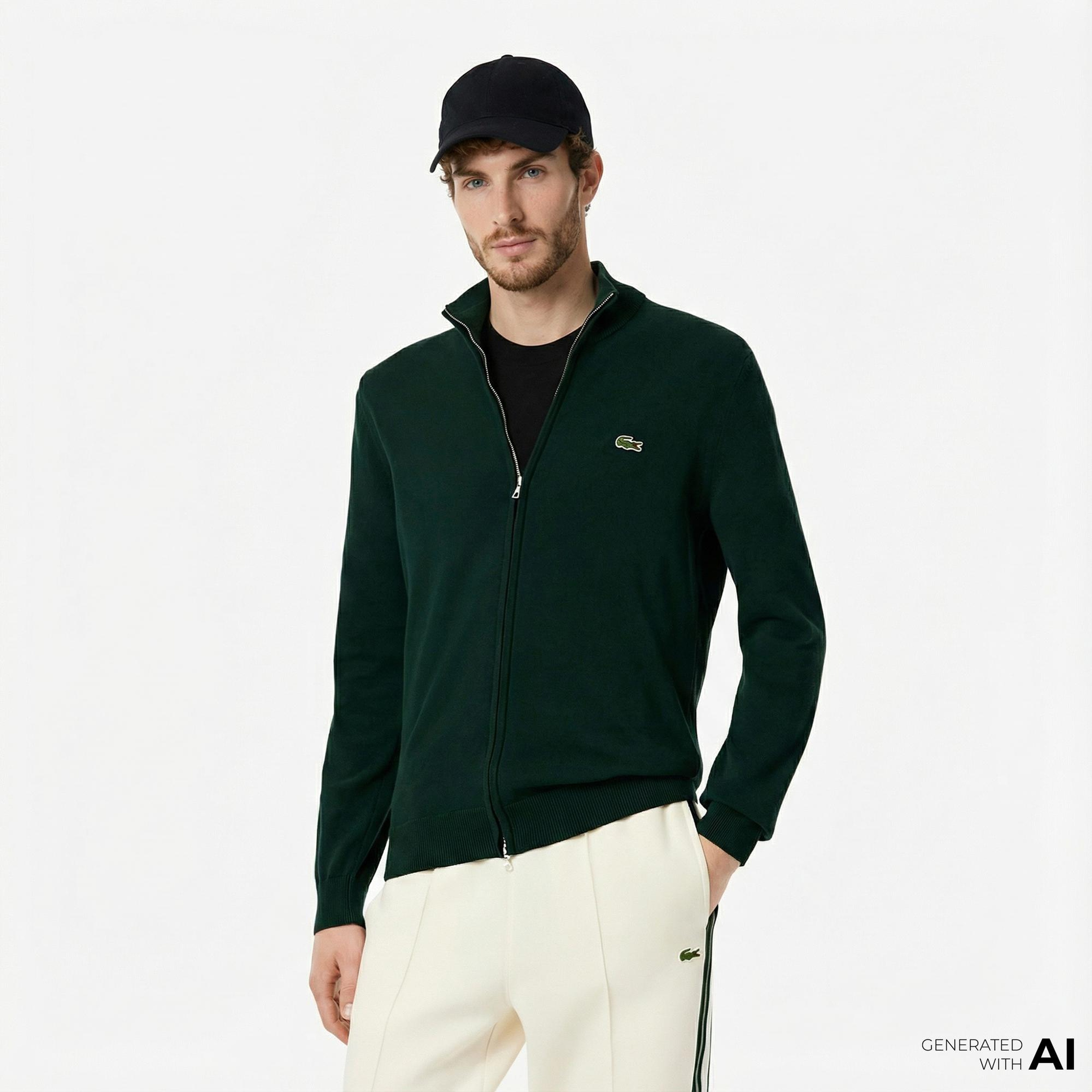 Lacoste Erkek Regular Fit Fermuarlı Yeşil Hırka
