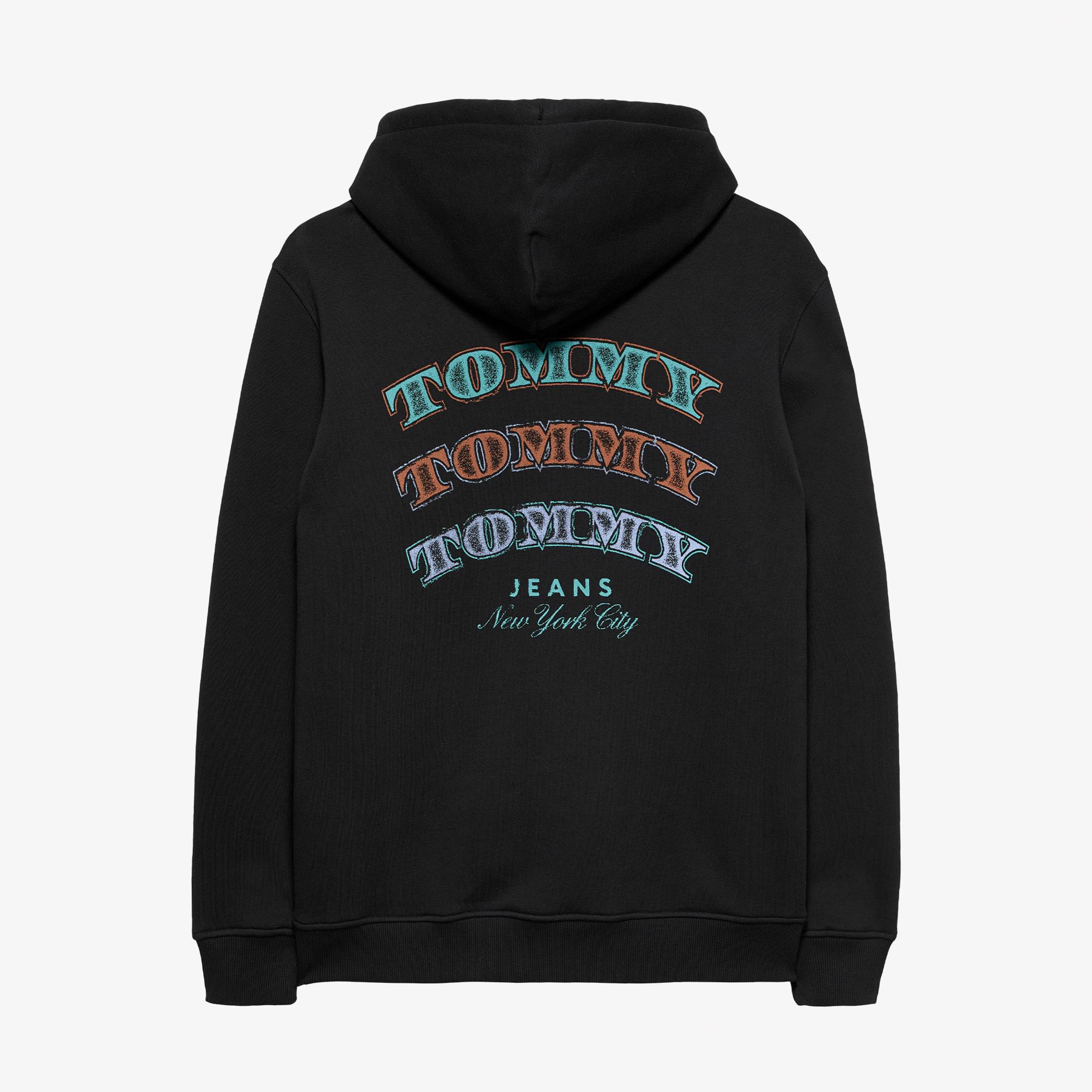 Tommy Hilfiger Jeans Regular Dollar Stack Erkek Siyah Sweatshirt