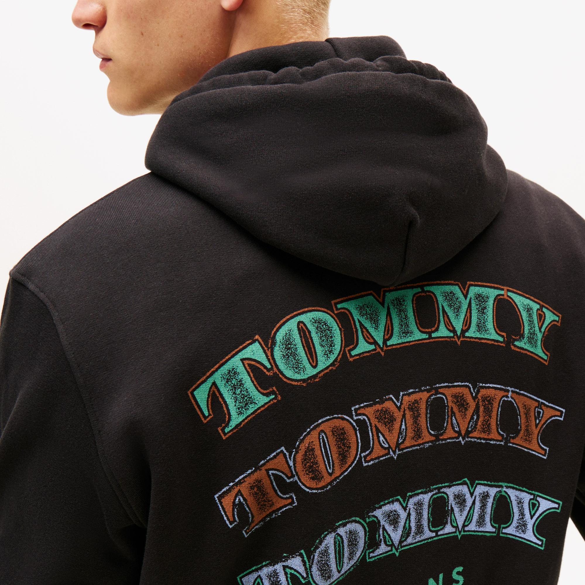 Tommy Hilfiger Jeans Regular Dollar Stack Erkek Siyah Sweatshirt