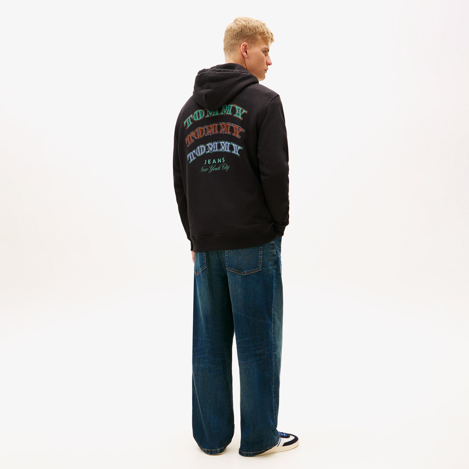 Tommy Hilfiger Jeans Regular Dollar Stack Erkek Siyah Sweatshirt