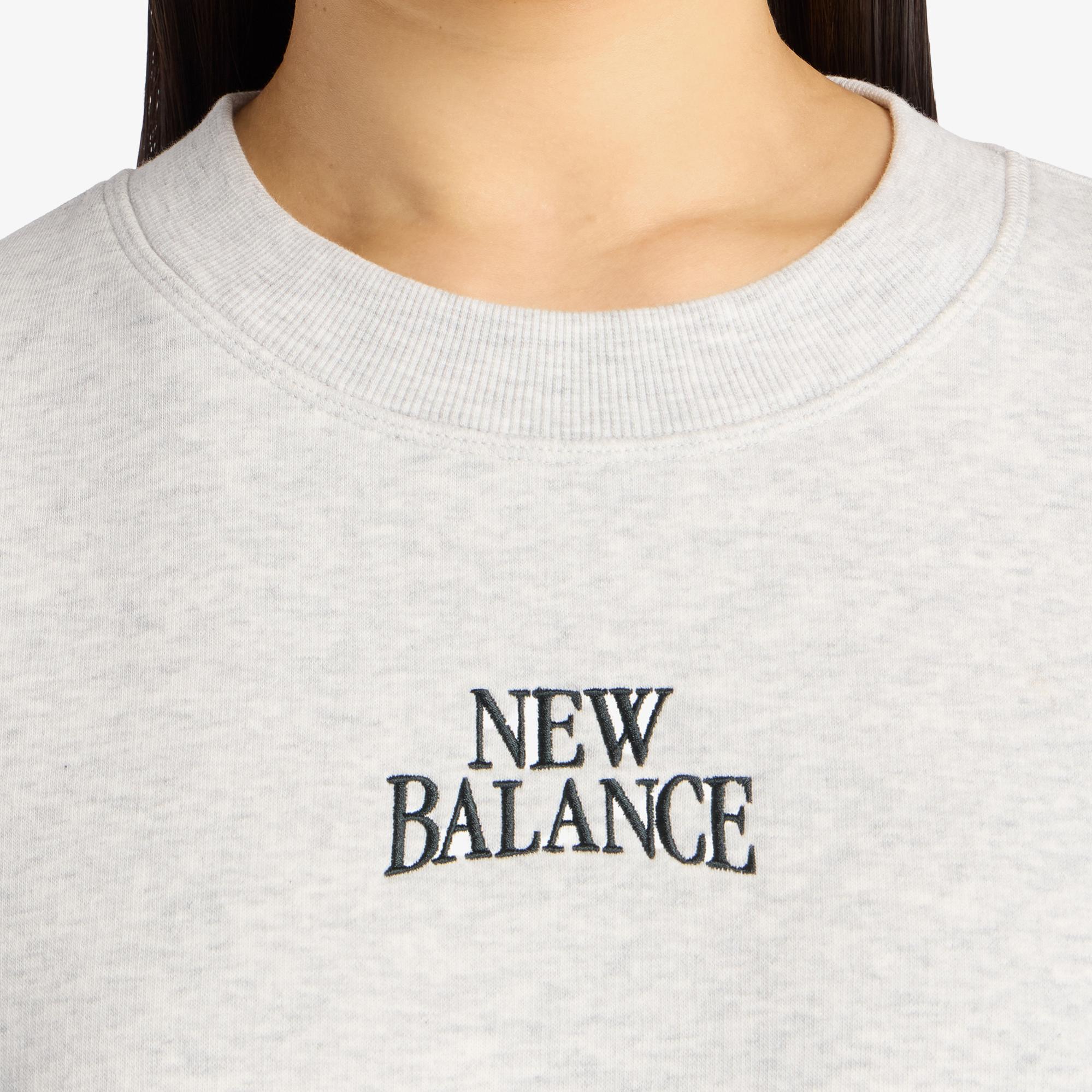 New Balance Linear Heritage Fleece Kadın Gri Sweatshirt