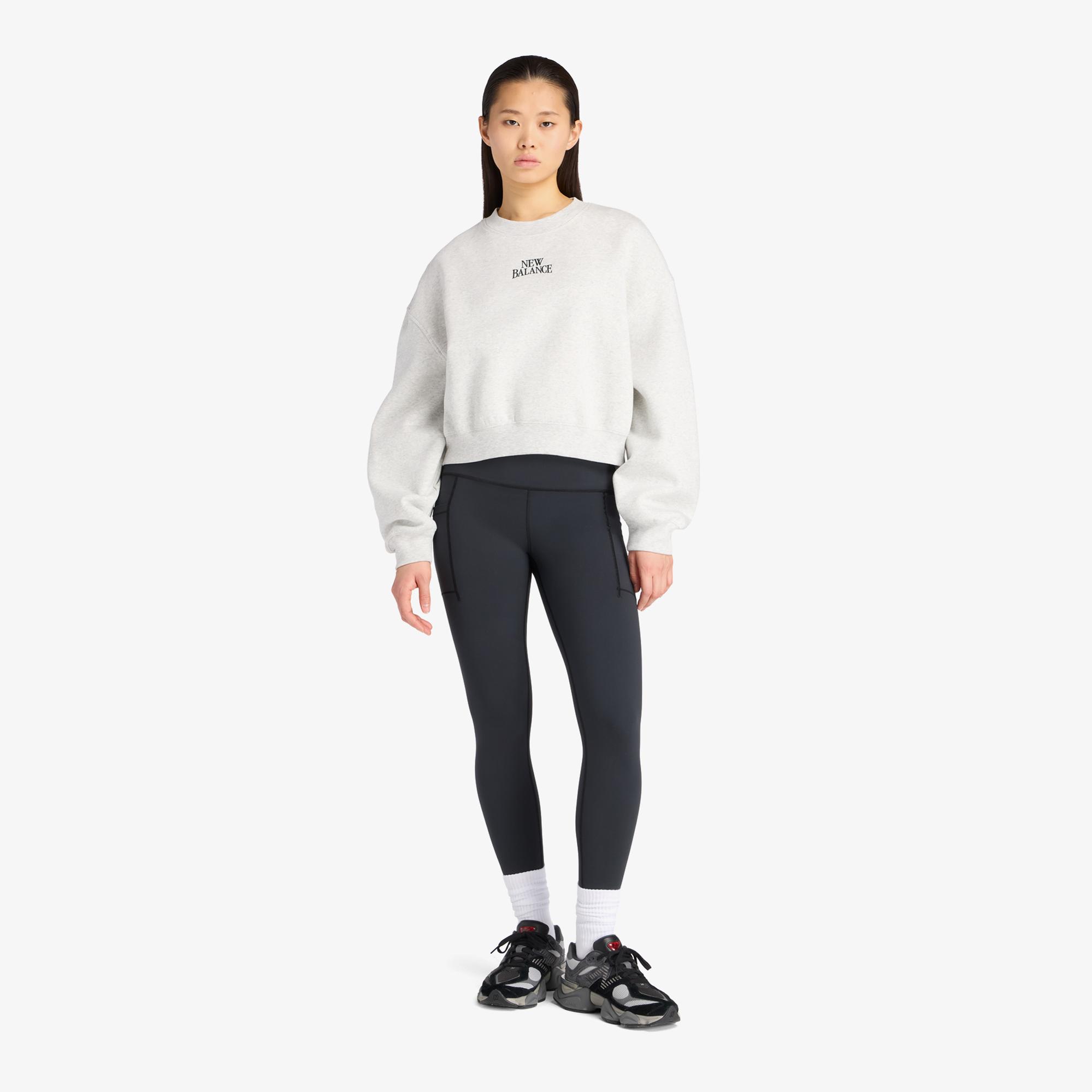 New Balance Linear Heritage Fleece Kadın Gri Sweatshirt