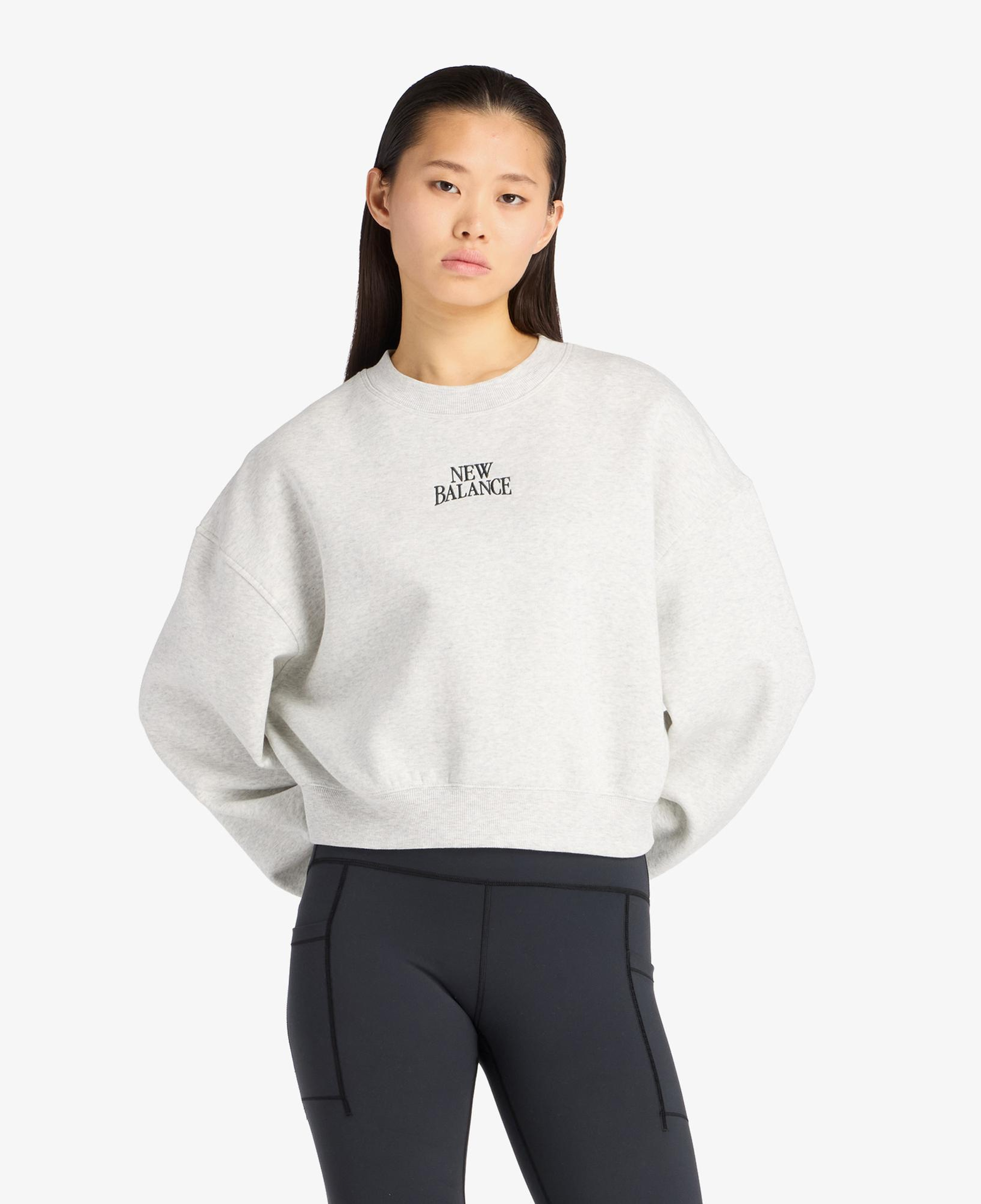 New Balance Linear Heritage Fleece Kadın Gri Sweatshirt