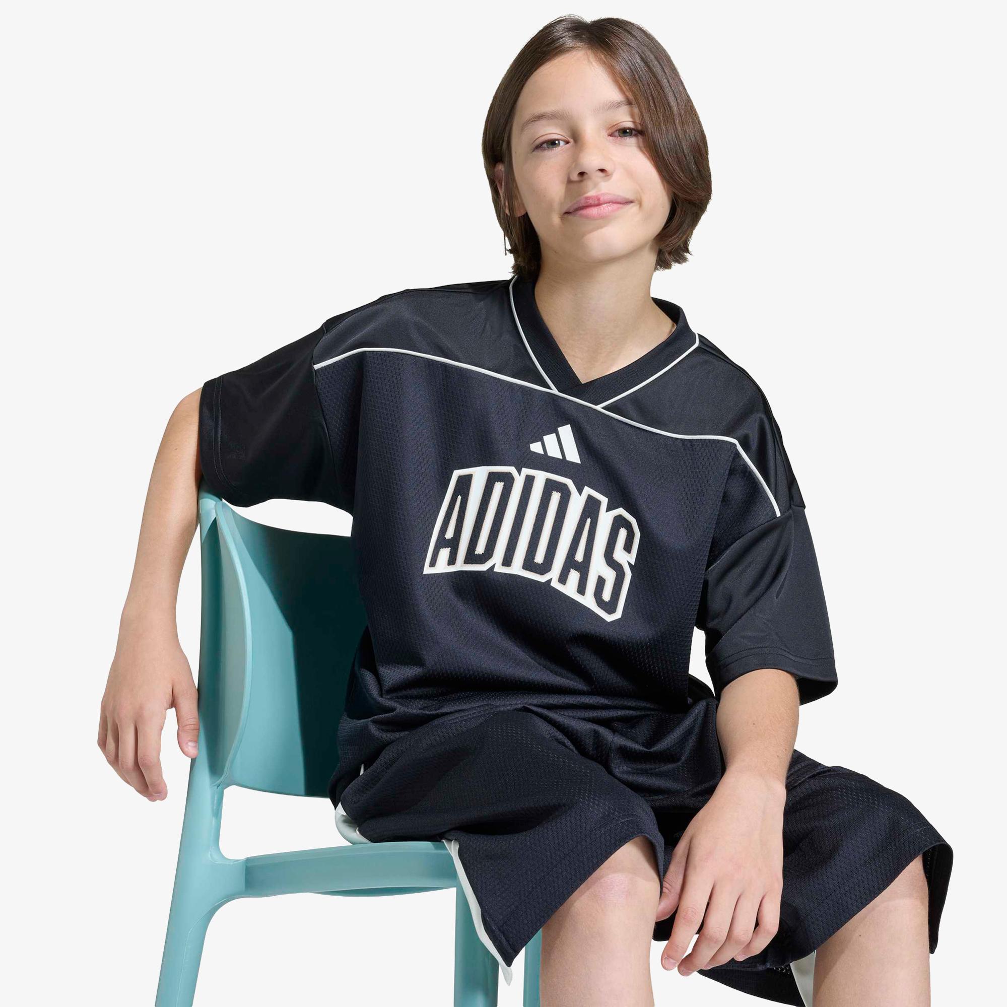 adidas Stadium File Basketball Çocuk Siyah T-Shirt