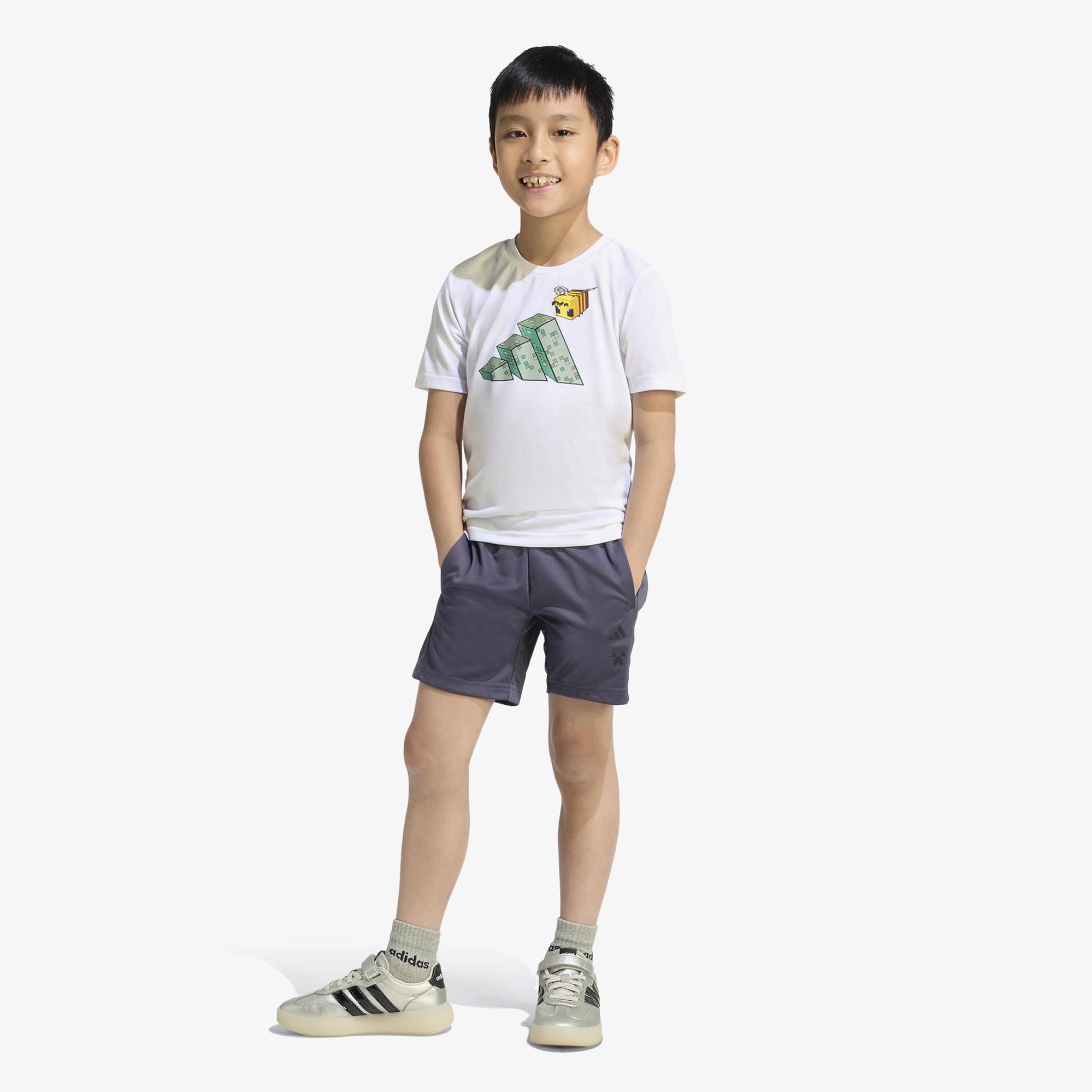 adidas Minecraft Çocuk Beyaz Şort Takım