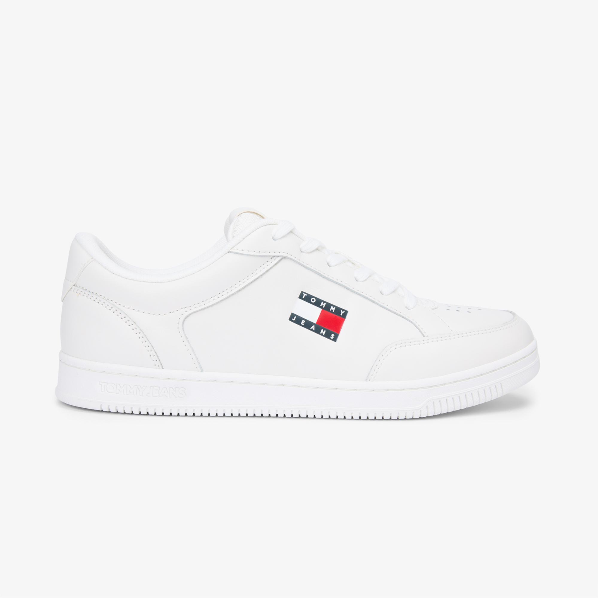 Tommy Hilfiger Jeans Cupsole Long Lace Leather Erkek Beyaz Spor Ayakkabı & Sneaker