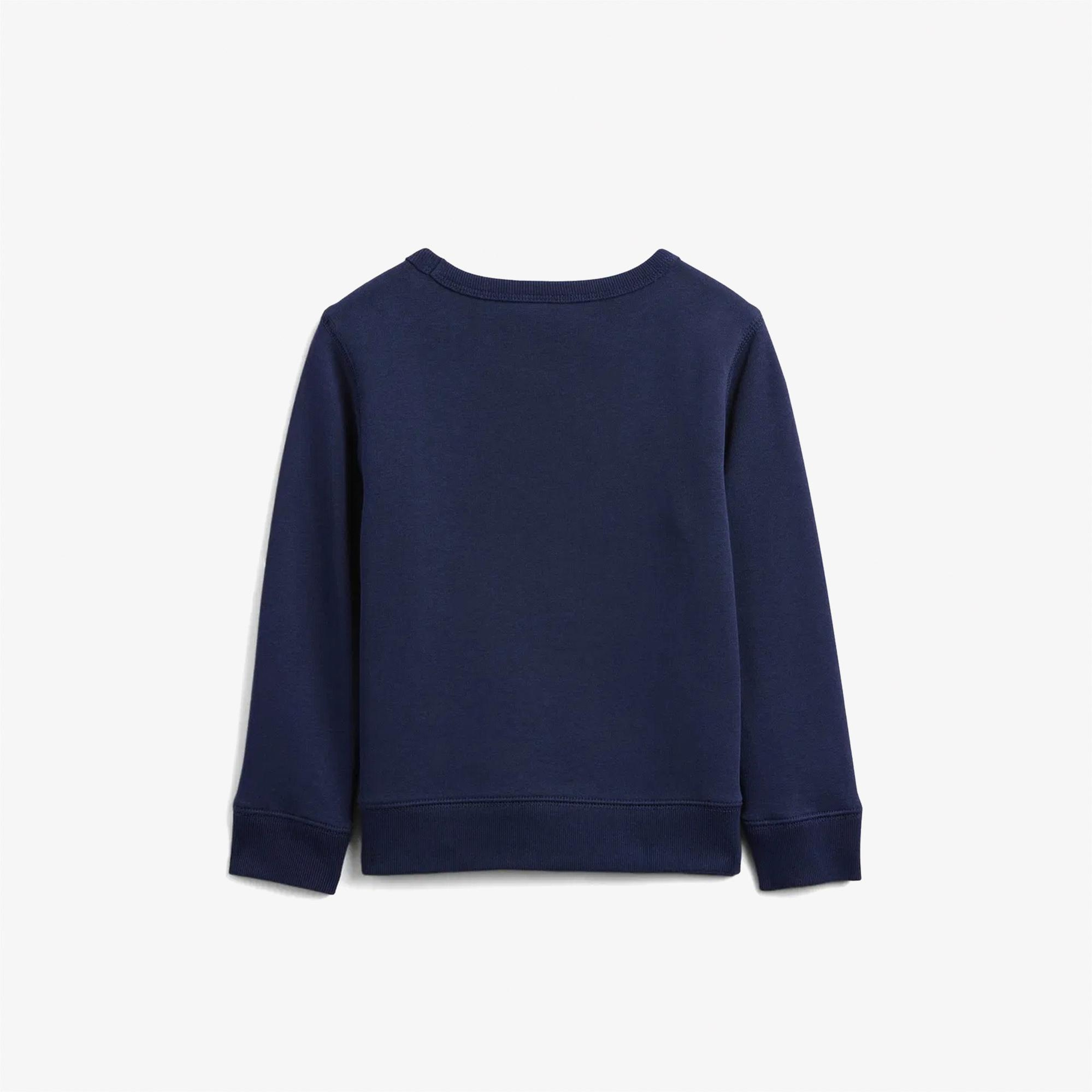 Gap V-Bf Print Crew Çocuk Lacivert Sweatshirt