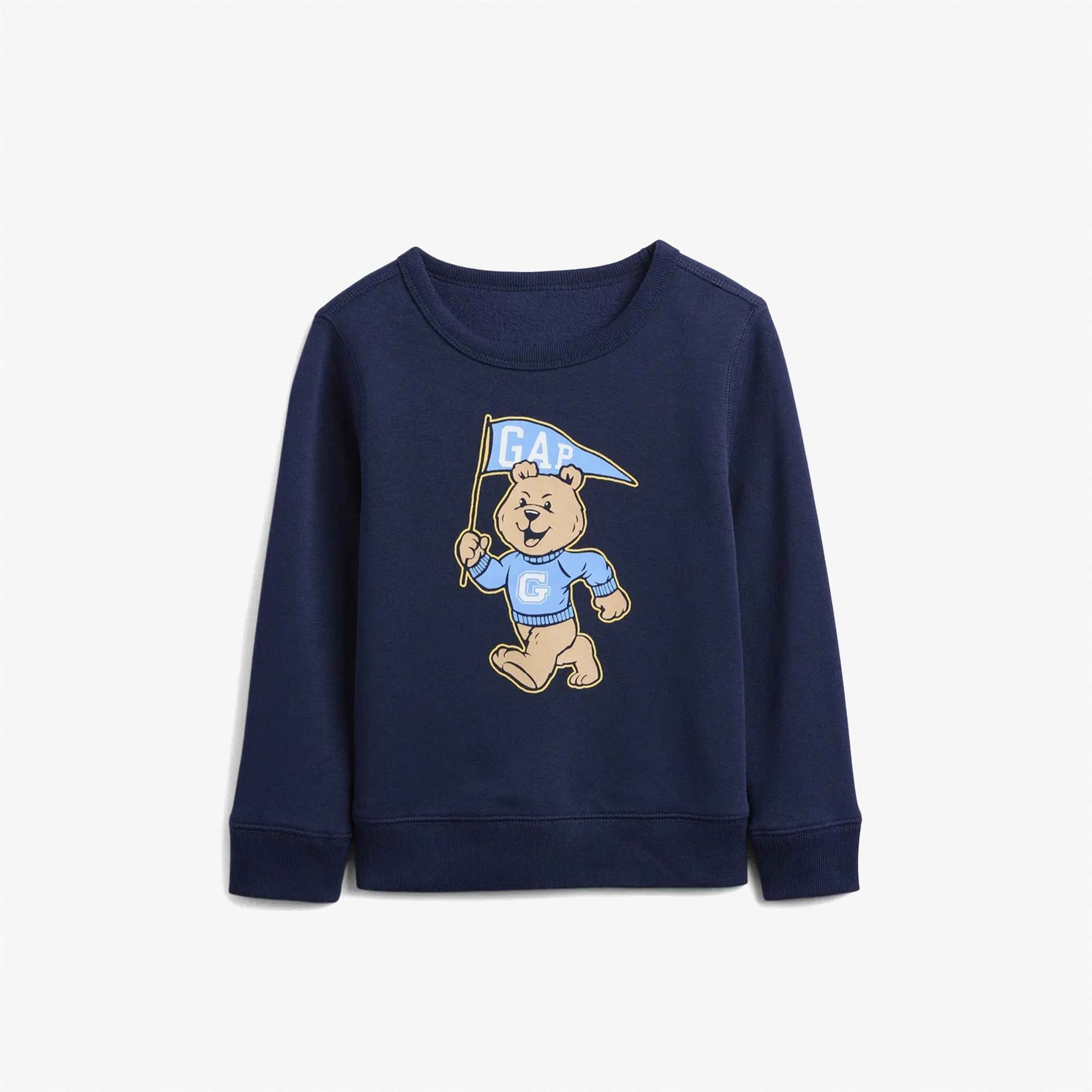 Gap V-Bf Print Crew Çocuk Lacivert Sweatshirt
