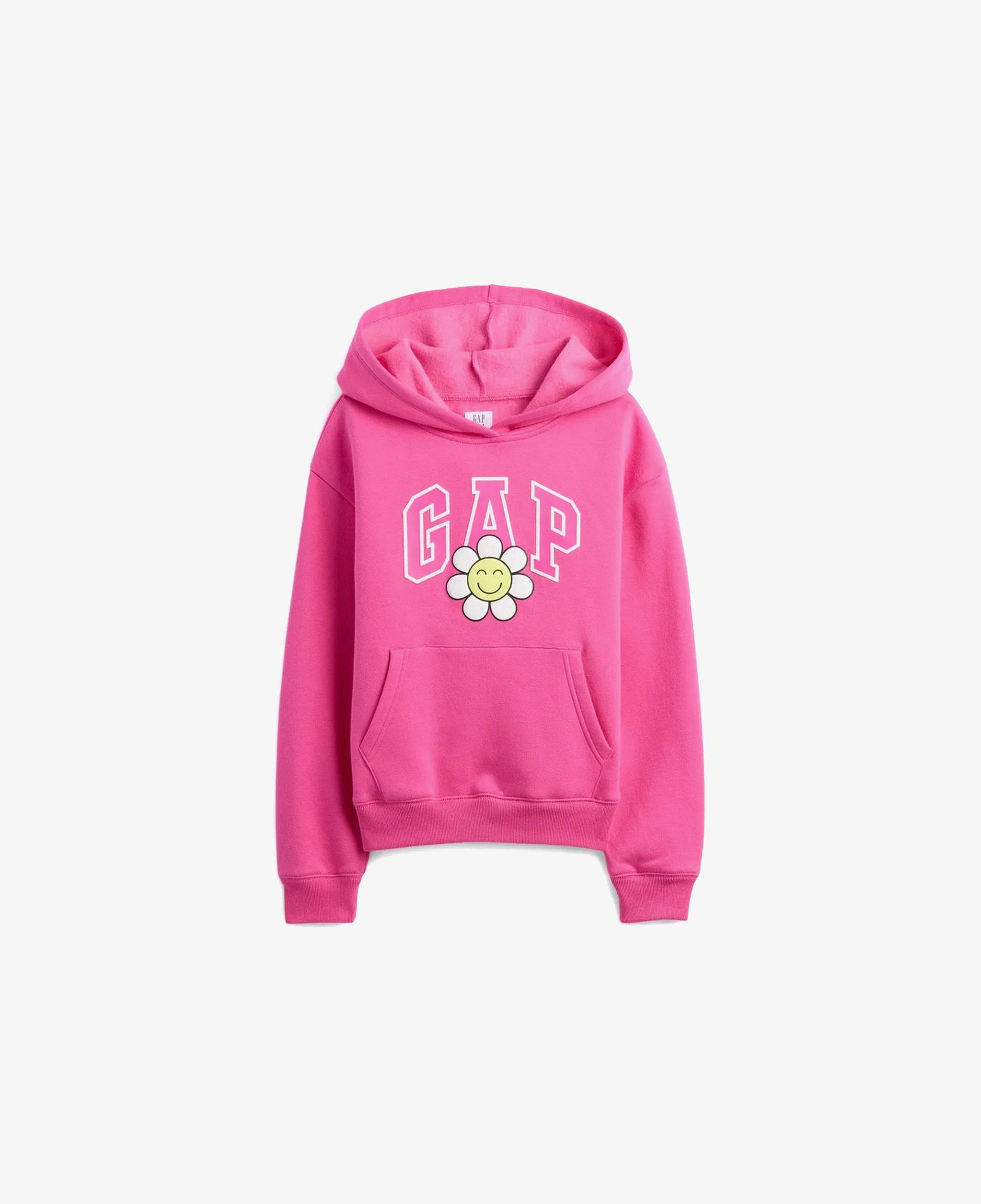 Gap Logo Çiçek Desenli Çocuk Pembe Sweatshirt