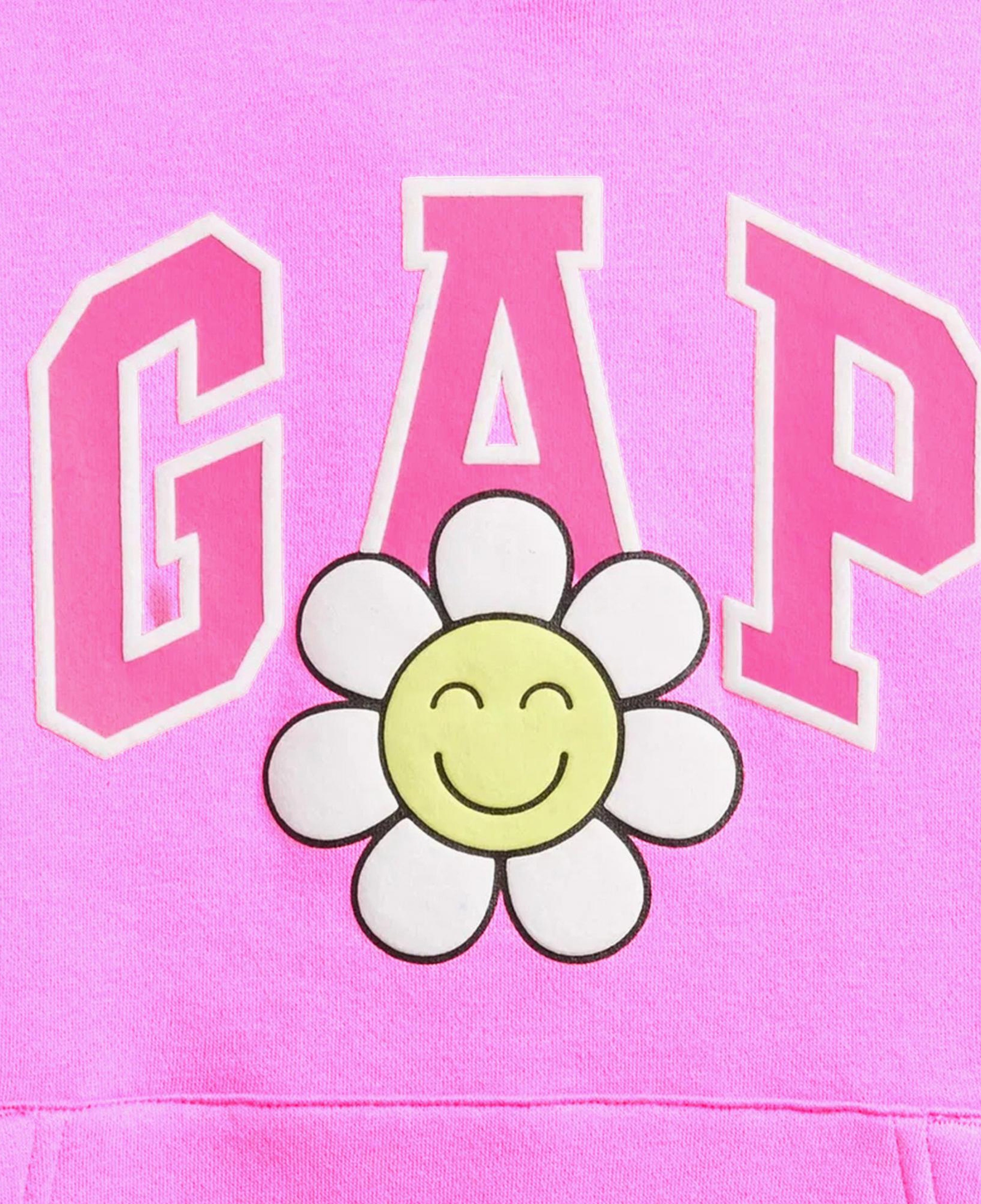 Gap Logo Çiçek Desenli Çocuk Pembe Sweatshirt