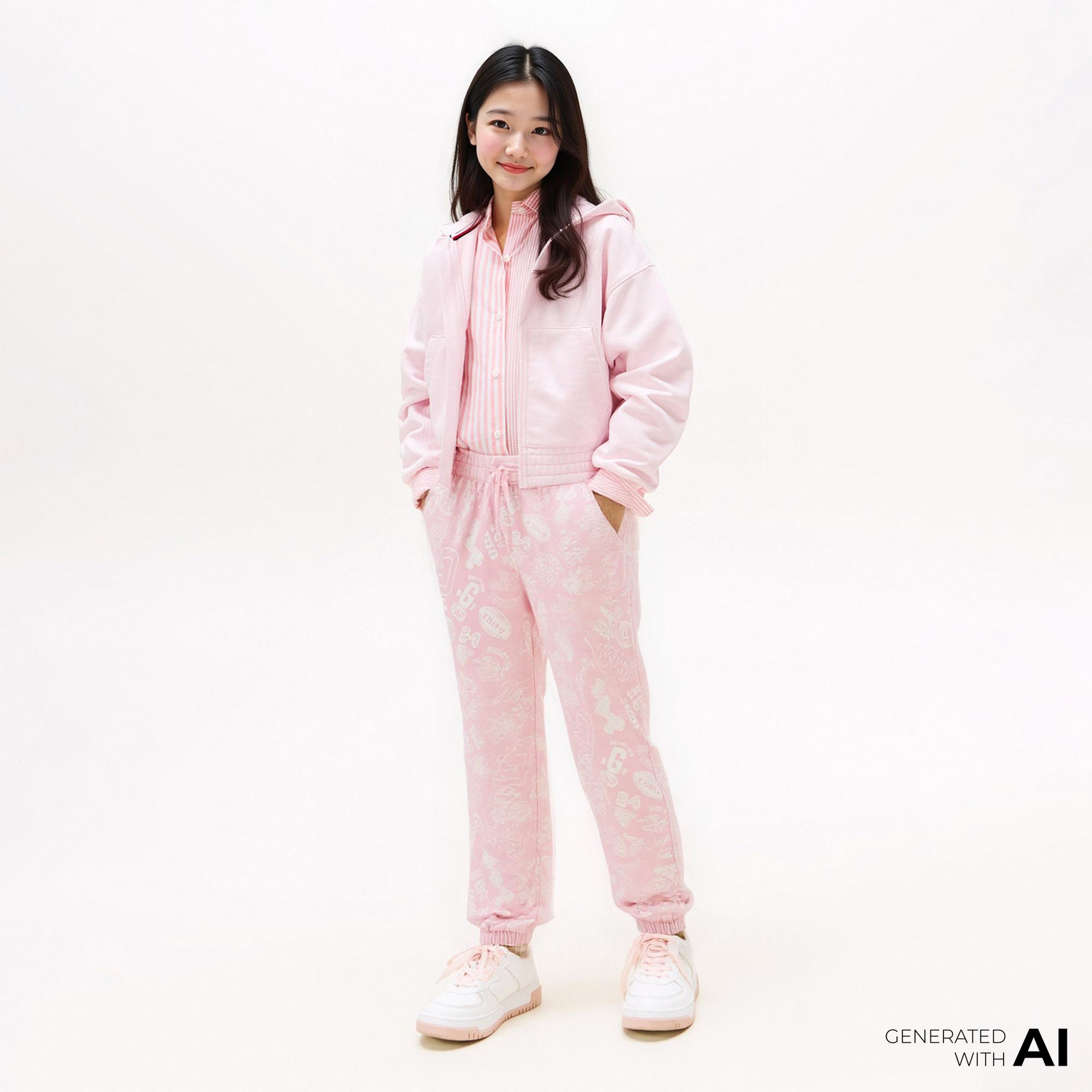 Gap V-Fa Logo Heritage Çocuk Pembe Eşofman Altı