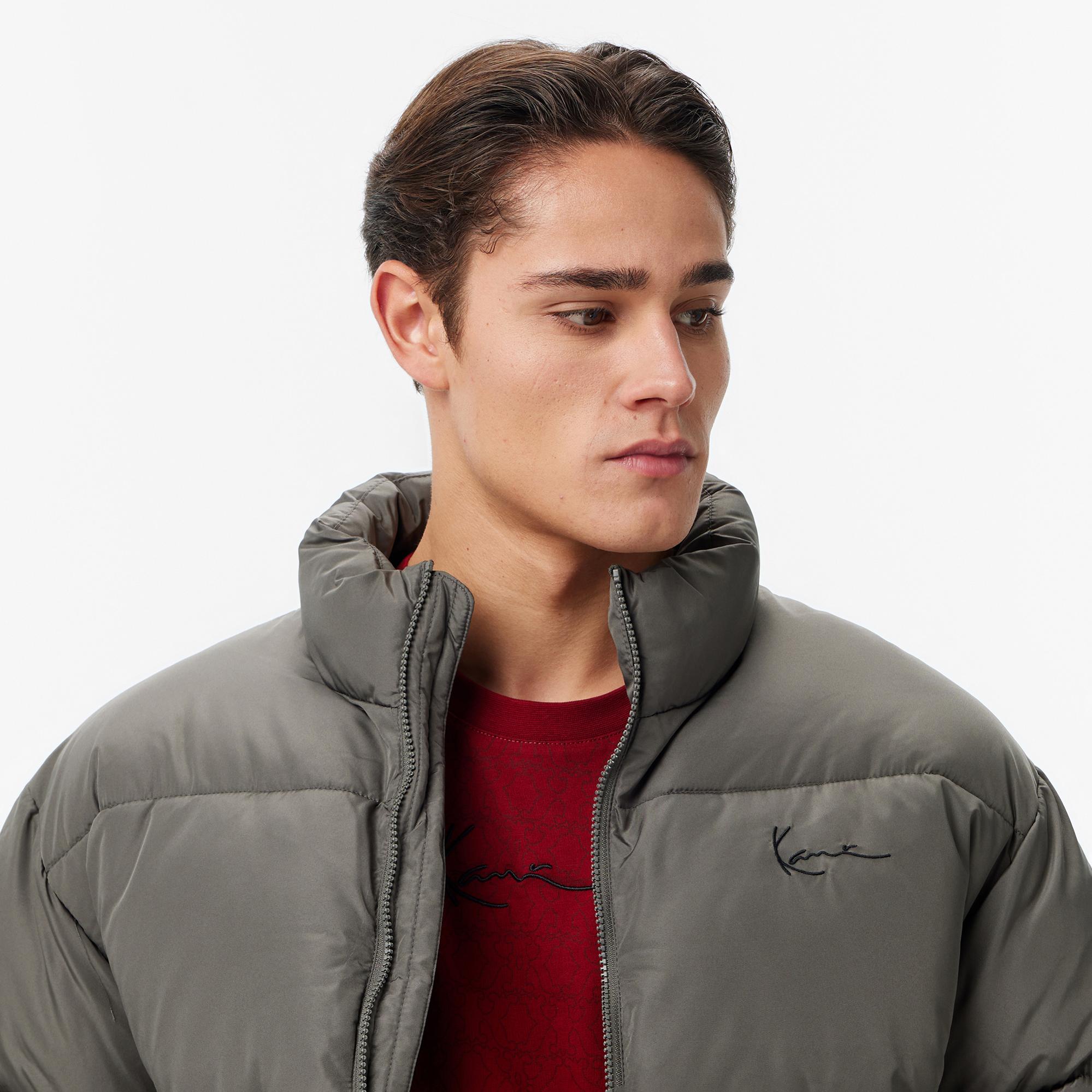 Karl Kani Small Signature Embossed Puffer Erkek Gri Mont