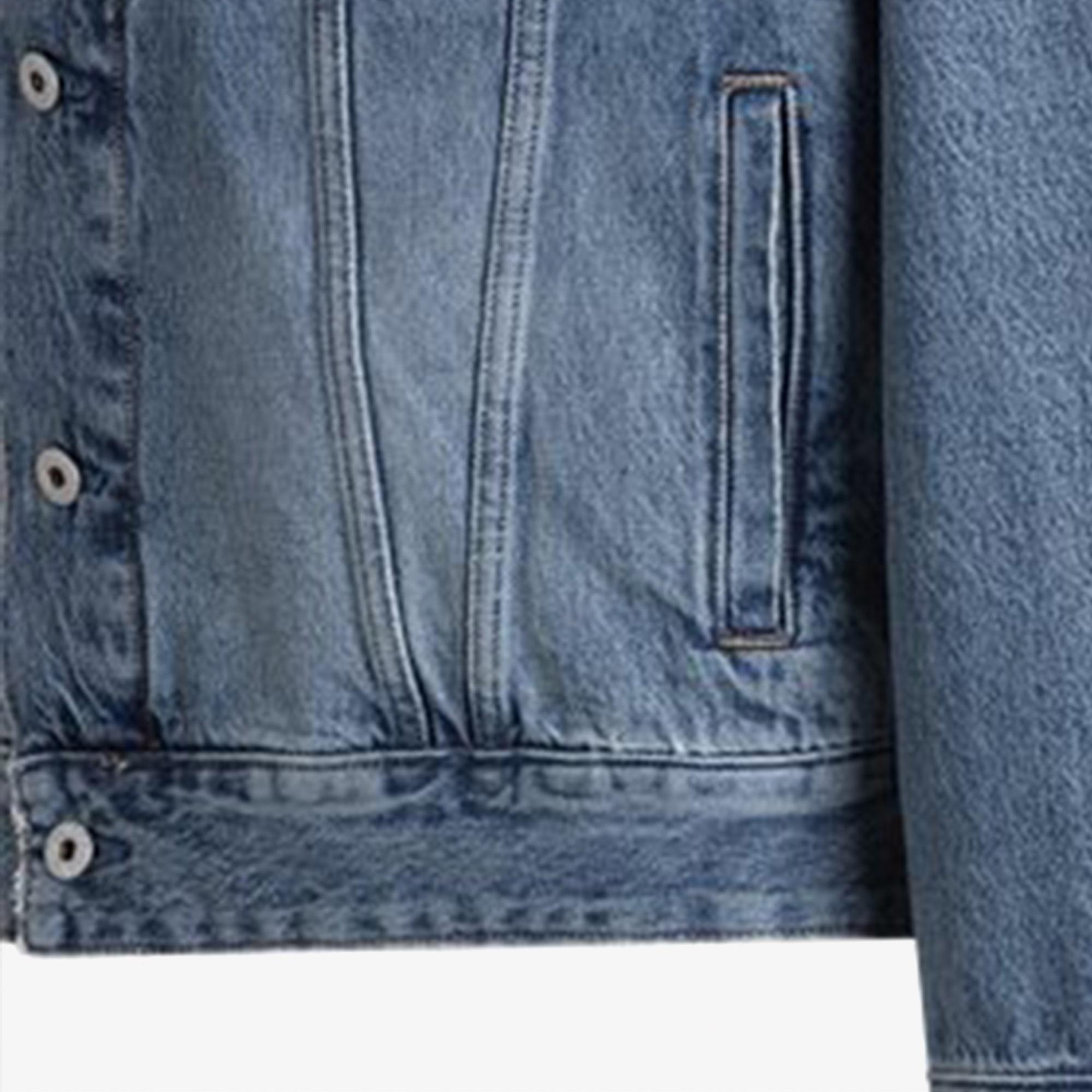 Hugo Loose Fit Stonewashed Erkek Mavi Denim Ceket