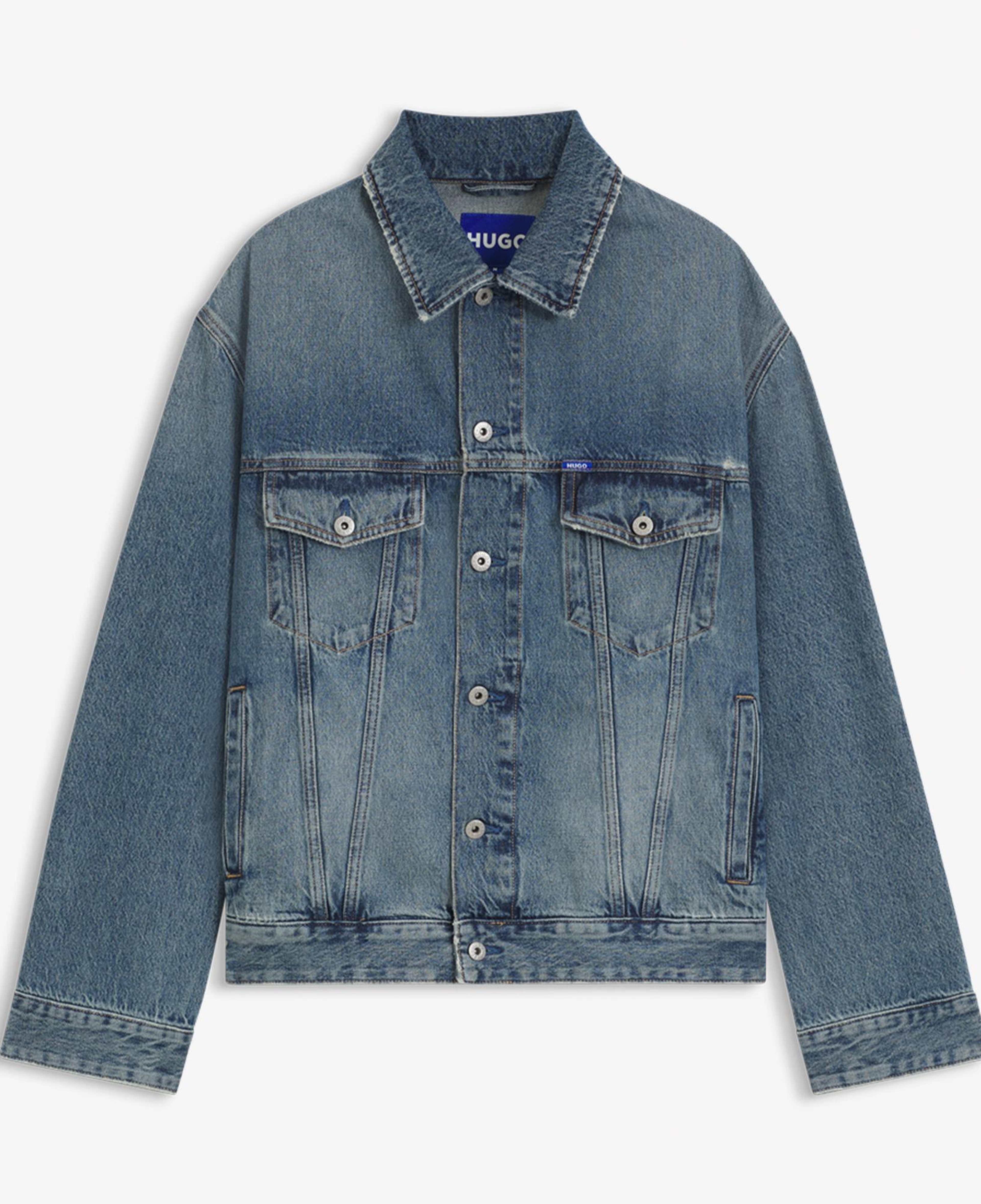 Hugo Loose Fit Stonewashed Erkek Mavi Denim Ceket