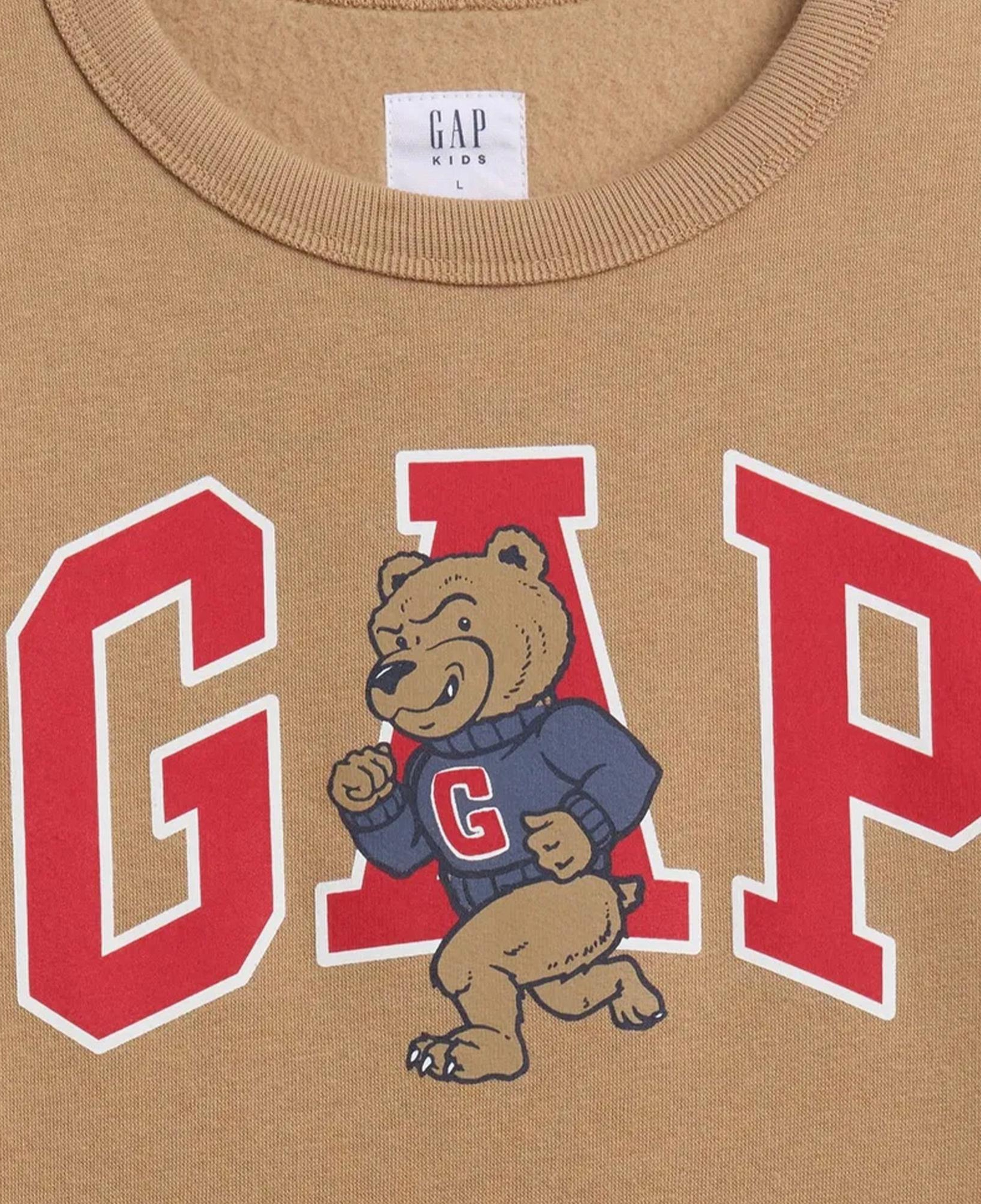 Gap V-Fa Logo Crew Çocuk Kahverengi Sweatshirt