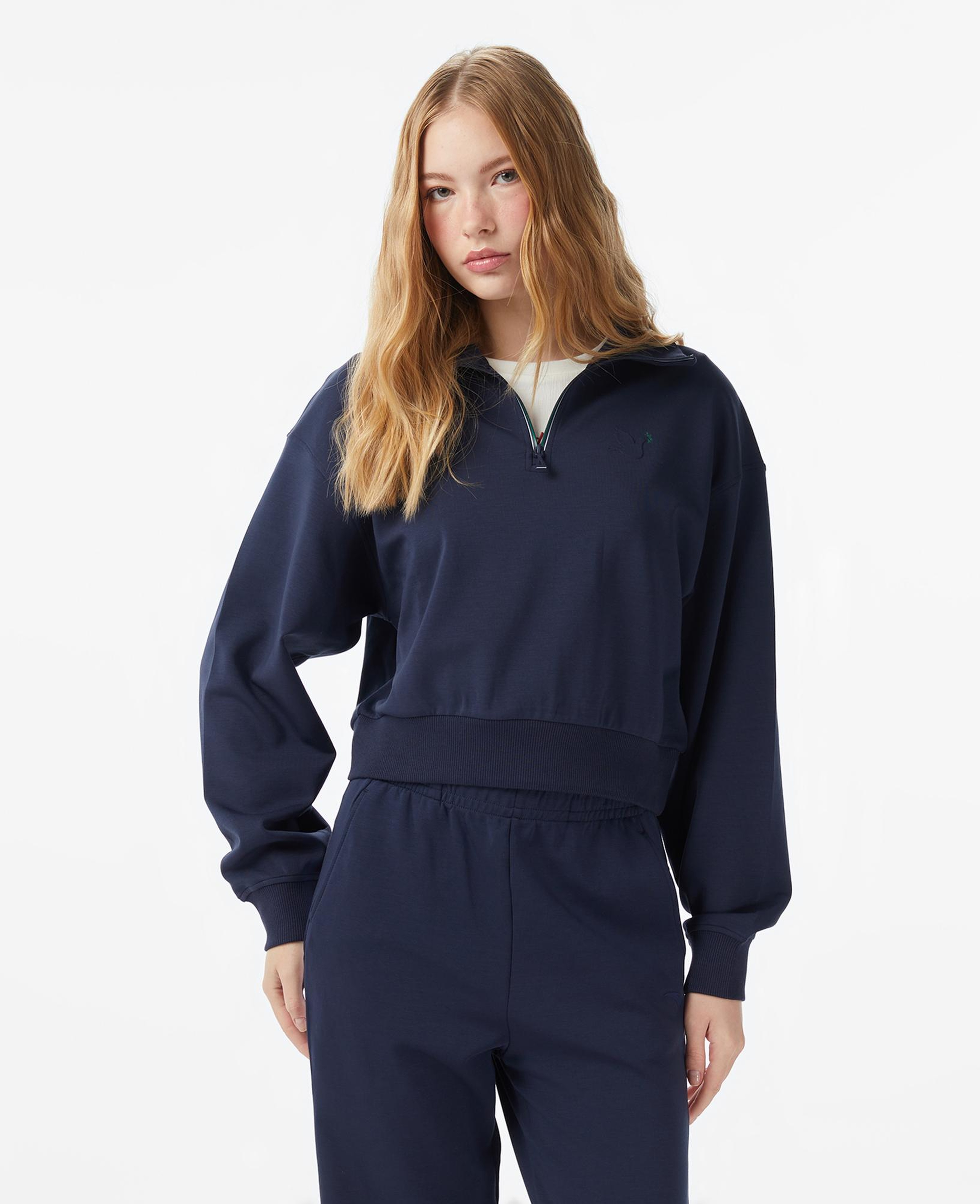 Anta Iconic Kadın Lacivert Yarım Fermuarlı Sweatshirt