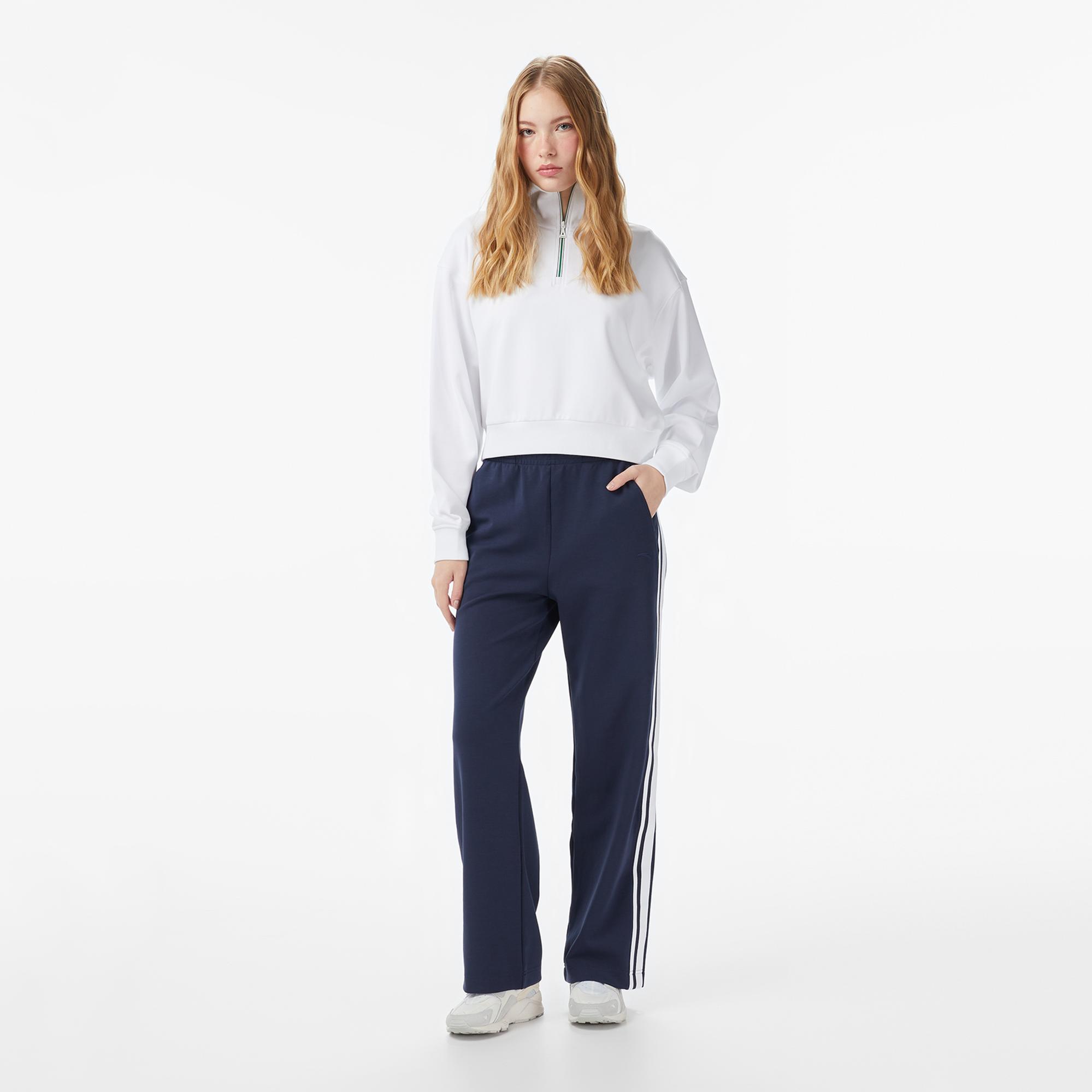 Anta Iconic Kadın Beyaz Yarım Fermuarlı Sweatshirt