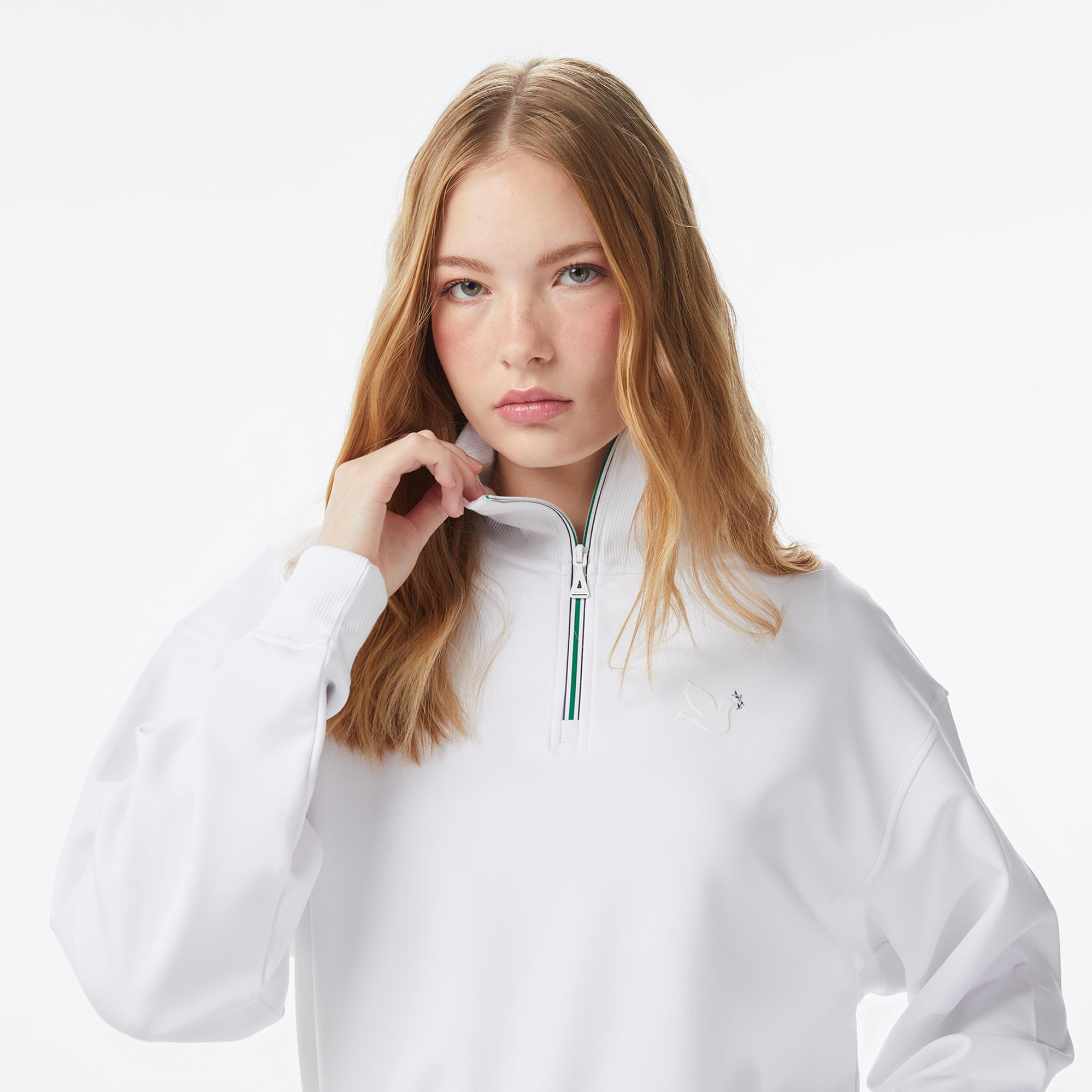 Anta Iconic Kadın Beyaz Yarım Fermuarlı Sweatshirt