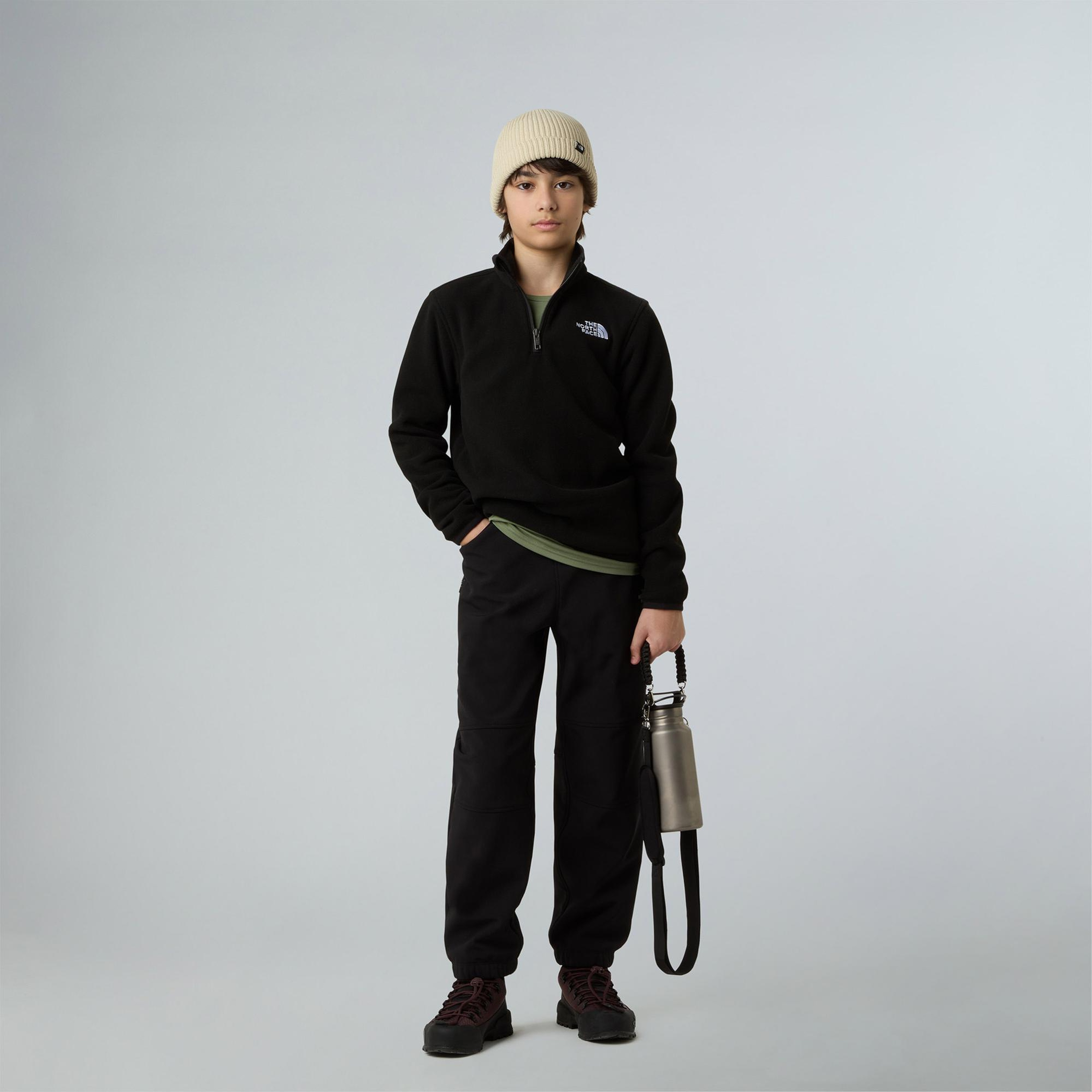 The North Face Teen Glacier 1/4 Zip Pullover Çocuk Siyah Polar Ceket