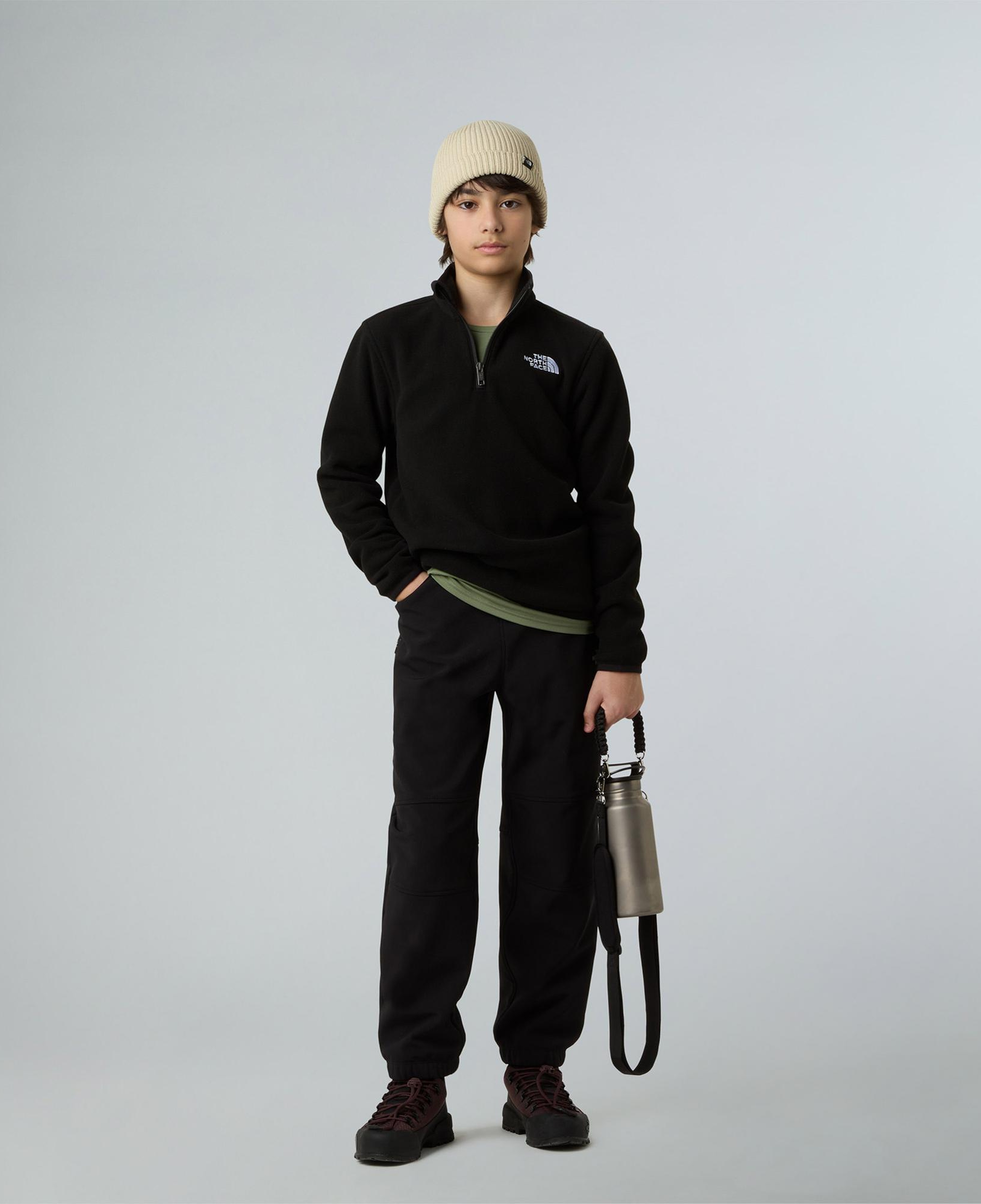 The North Face Teen Glacier 1/4 Zip Pullover Çocuk Siyah Polar Ceket