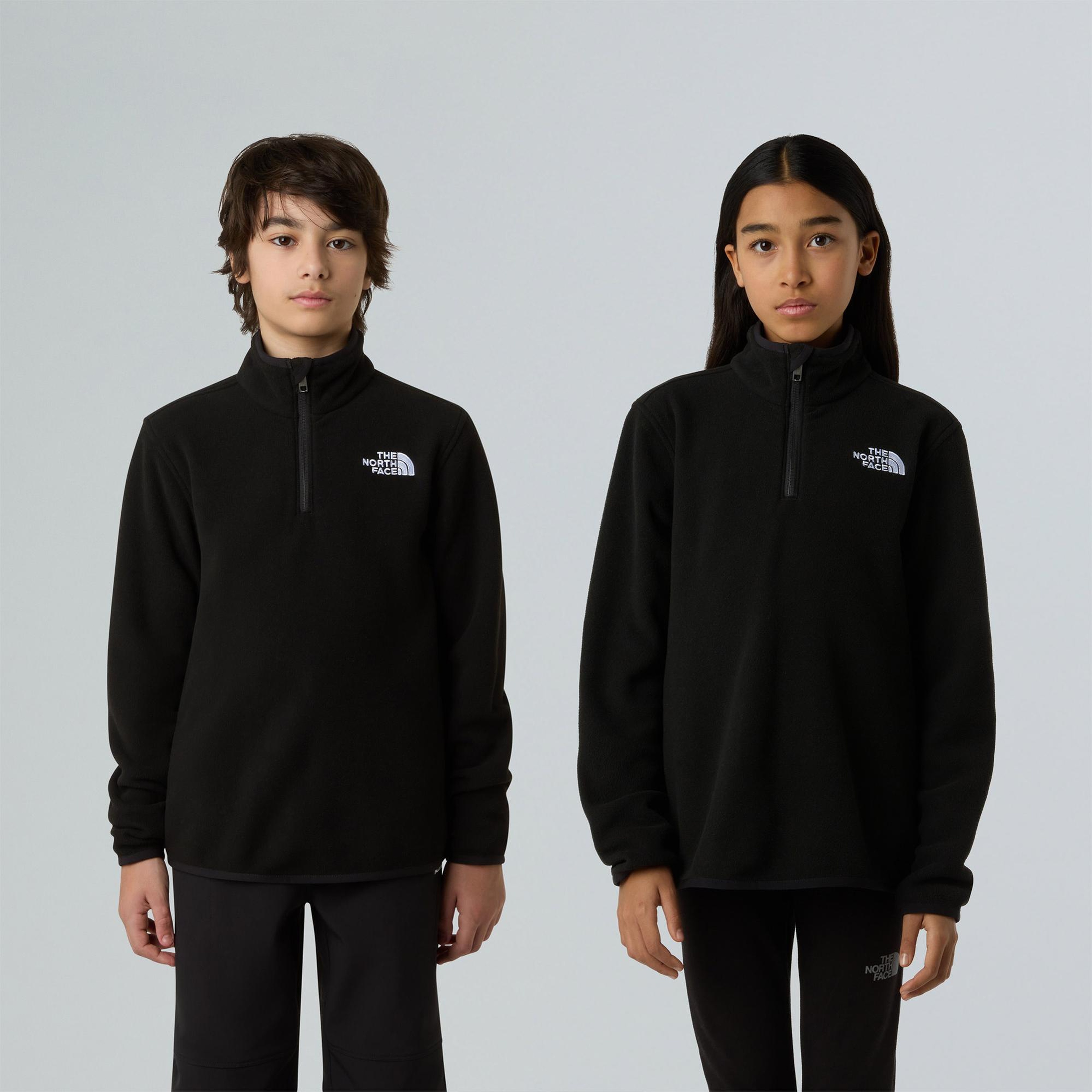 The North Face Teen Glacier 1/4 Zip Pullover Çocuk Siyah Polar Ceket