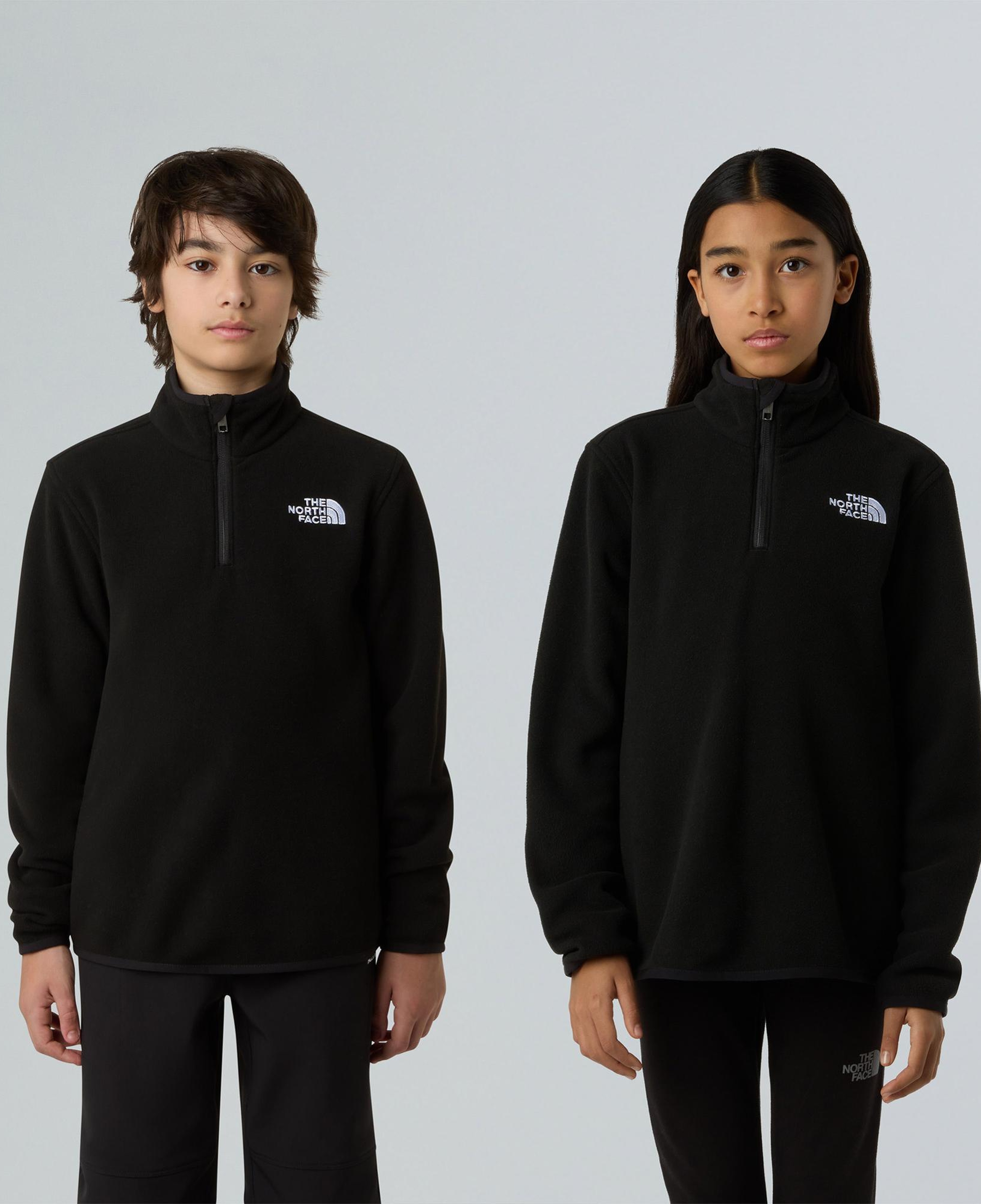 The North Face Teen Glacier 1/4 Zip Pullover Çocuk Siyah Polar Ceket