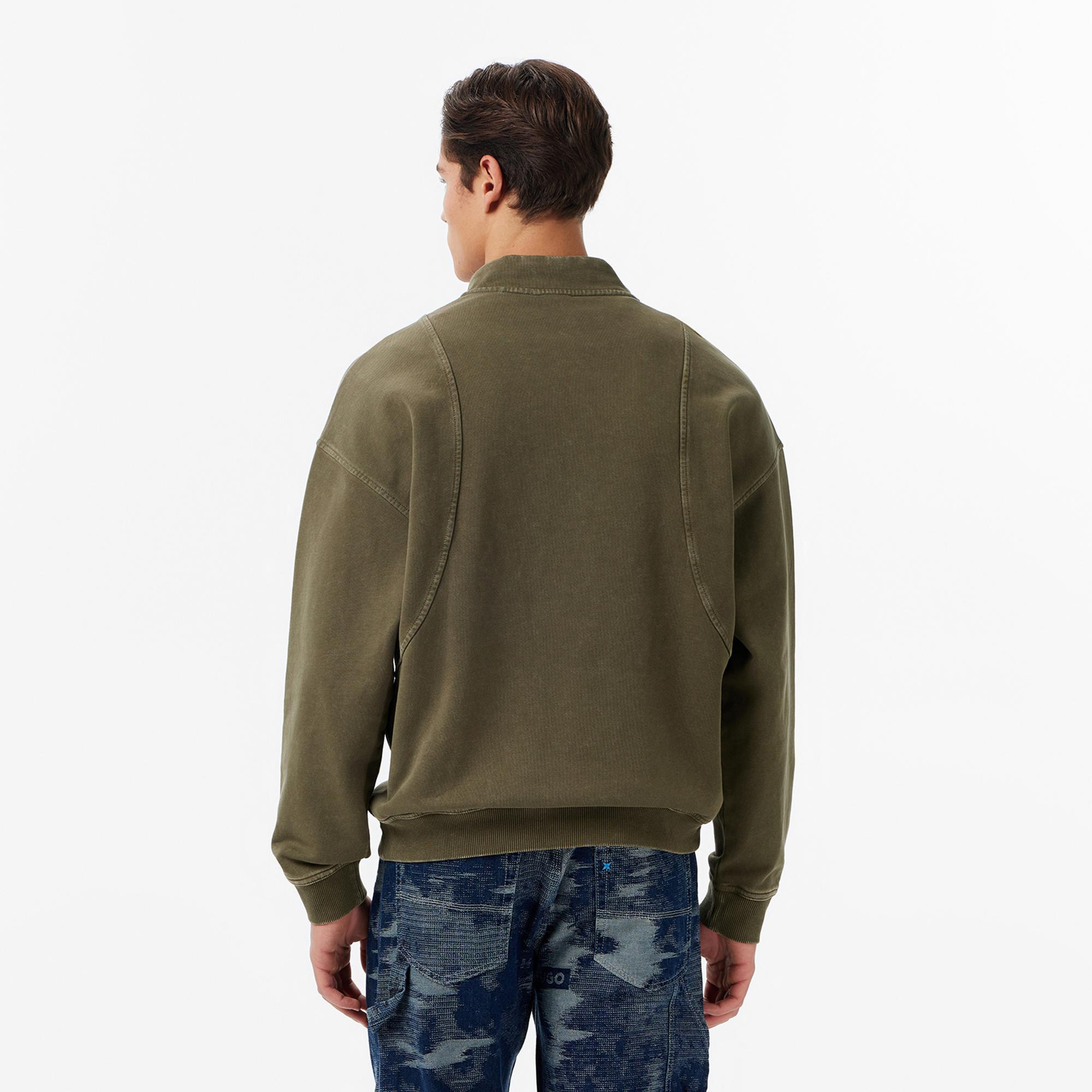 Hugo Boss Zip Neck Erkek Yeşil Sweatshirt