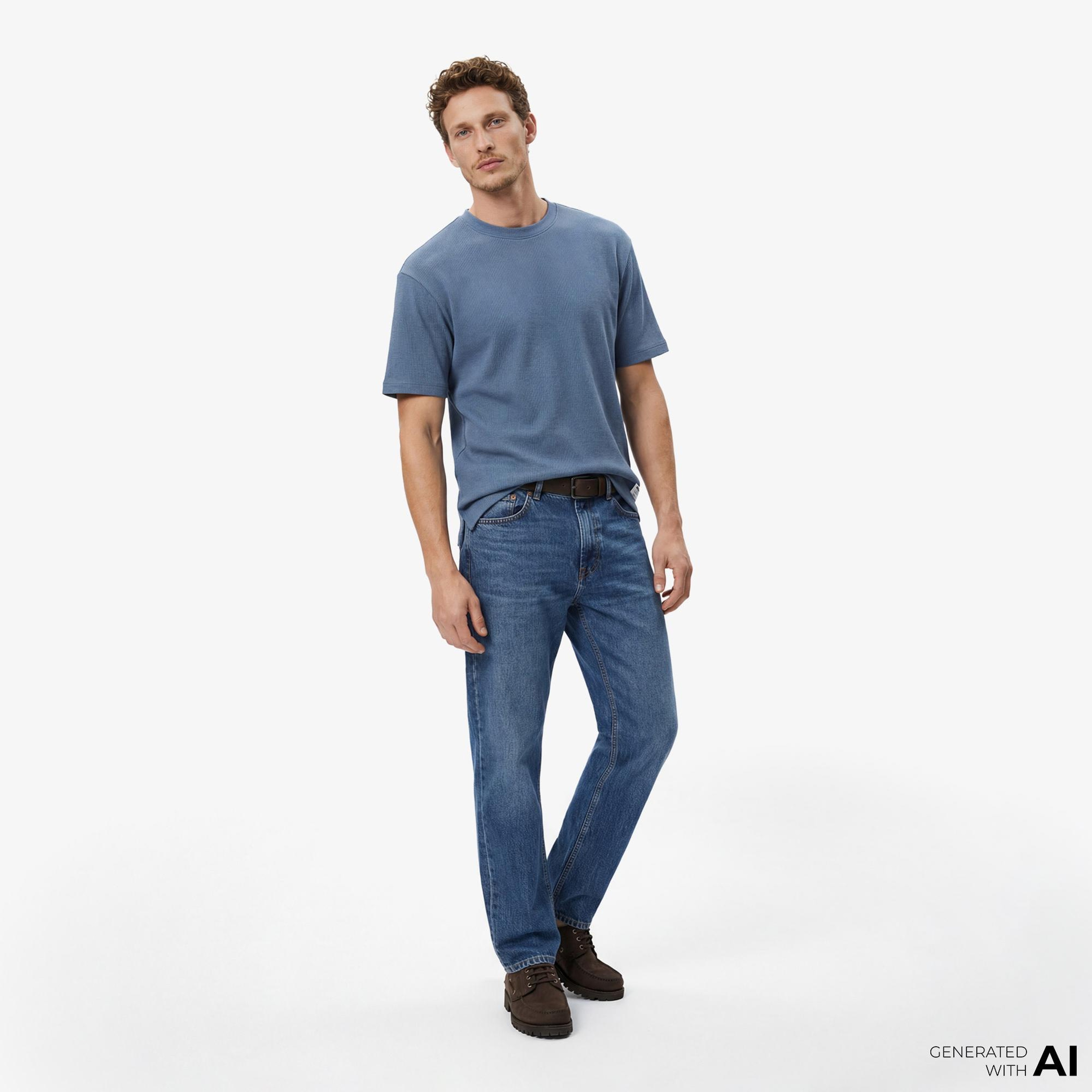 Hugo Boss Cotton Terry Erkek Mavi T-Shirt