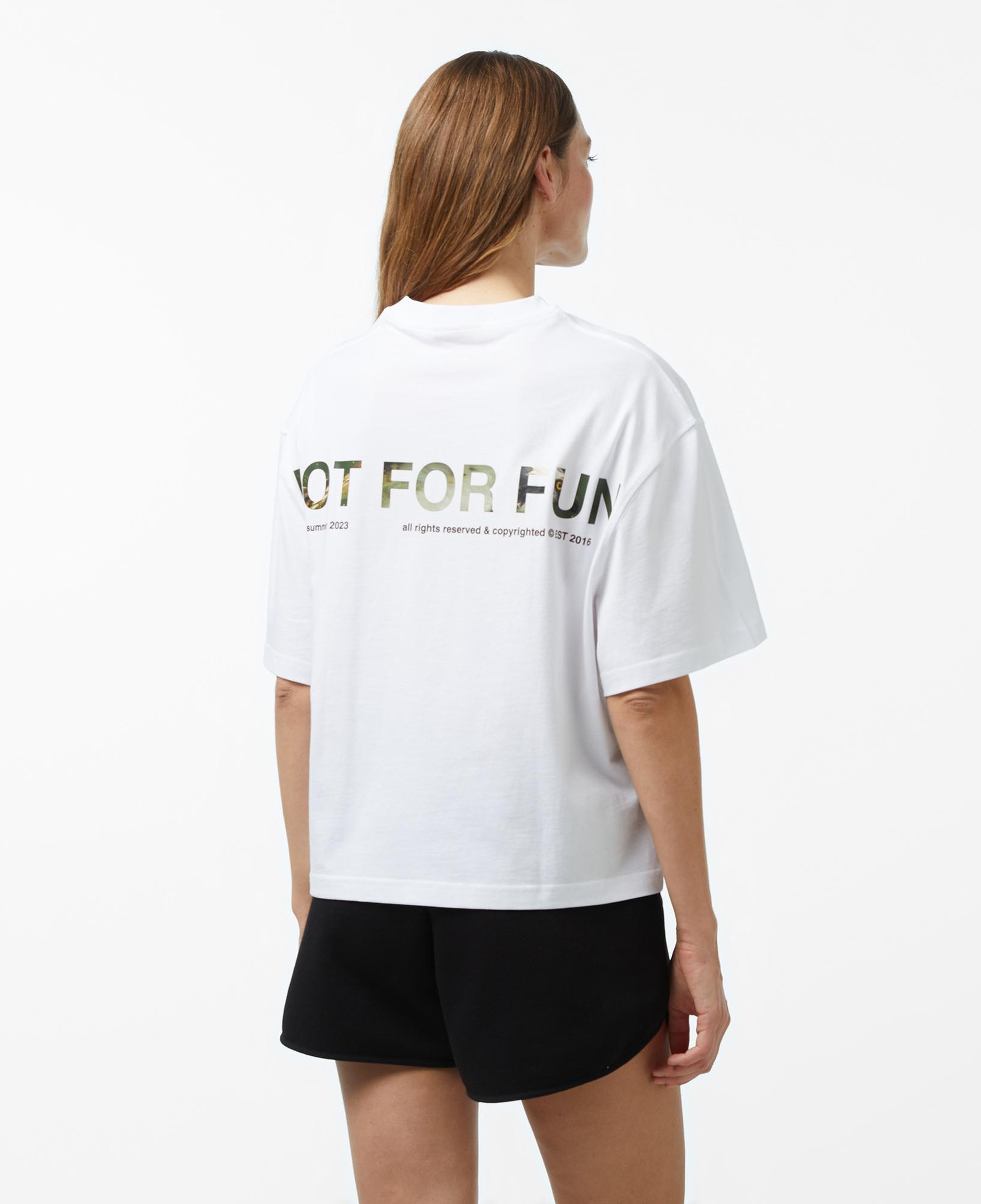 Forfun Not For Fun 005 - Oversize Drop Shoulder Kadın Beyaz T-Shirt