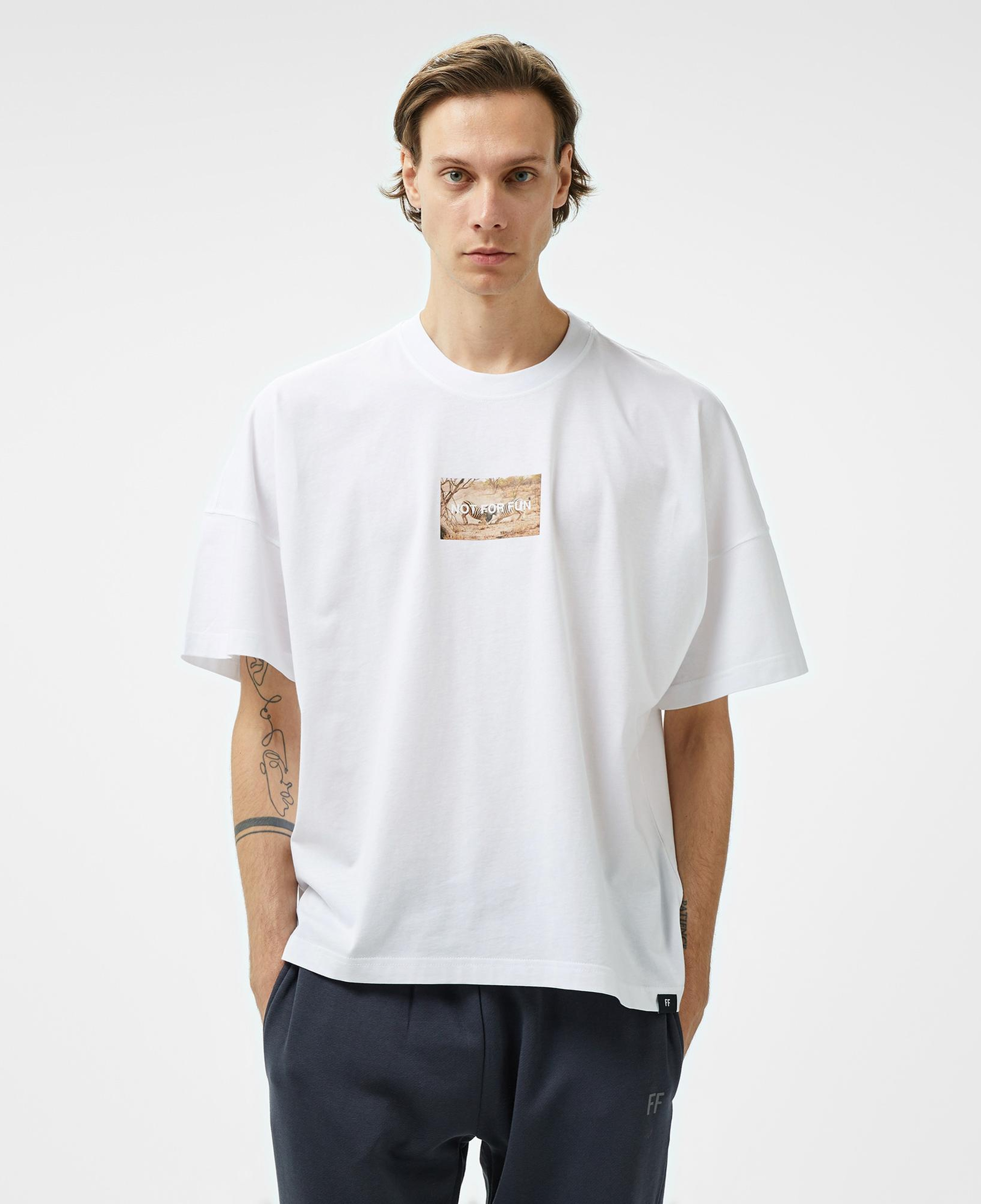 Forfun Not For Fun 006 Oversize Drop Shoulder Erkek Beyaz T-Shirt