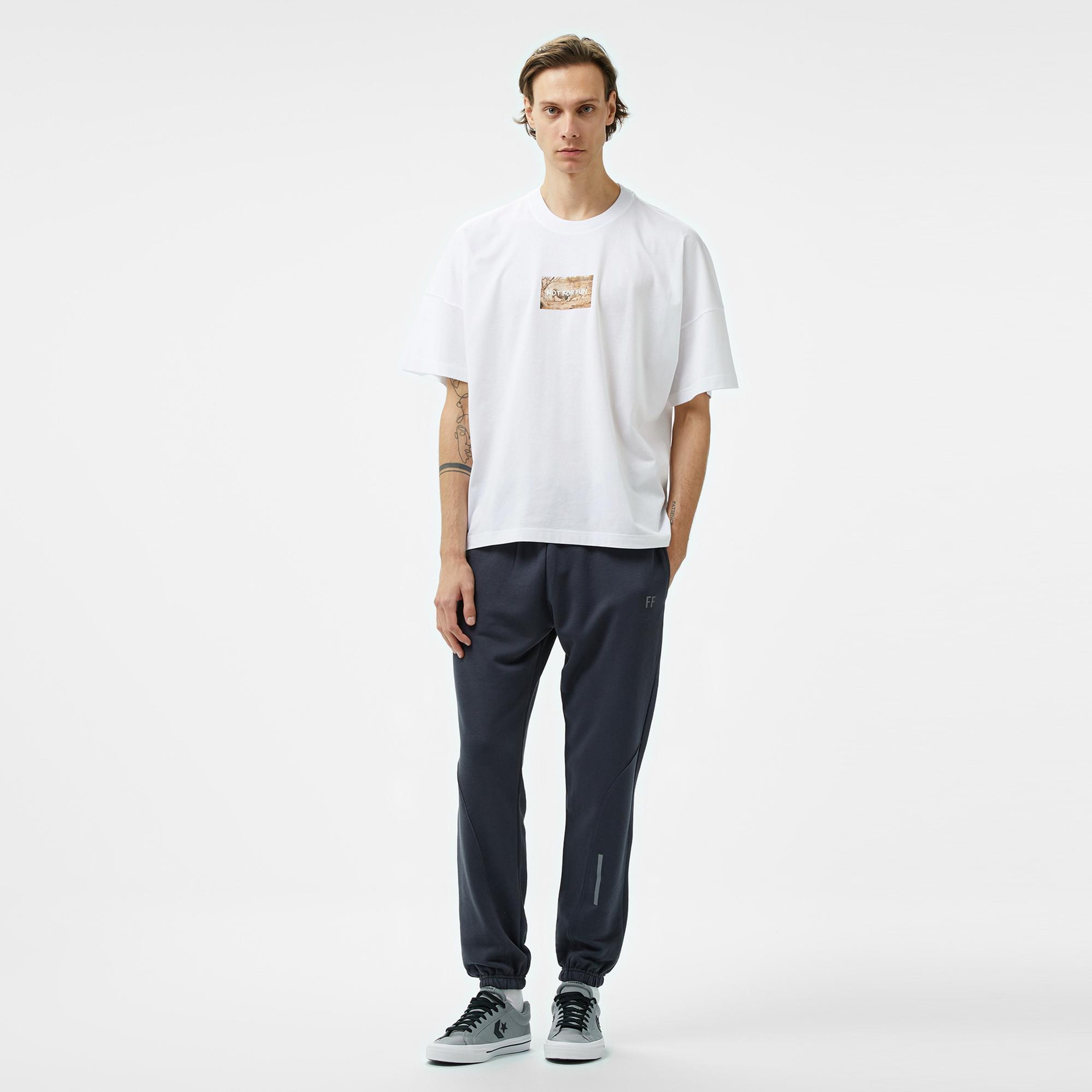 Forfun Not For Fun 006 Oversize Drop Shoulder Erkek Beyaz T-Shirt