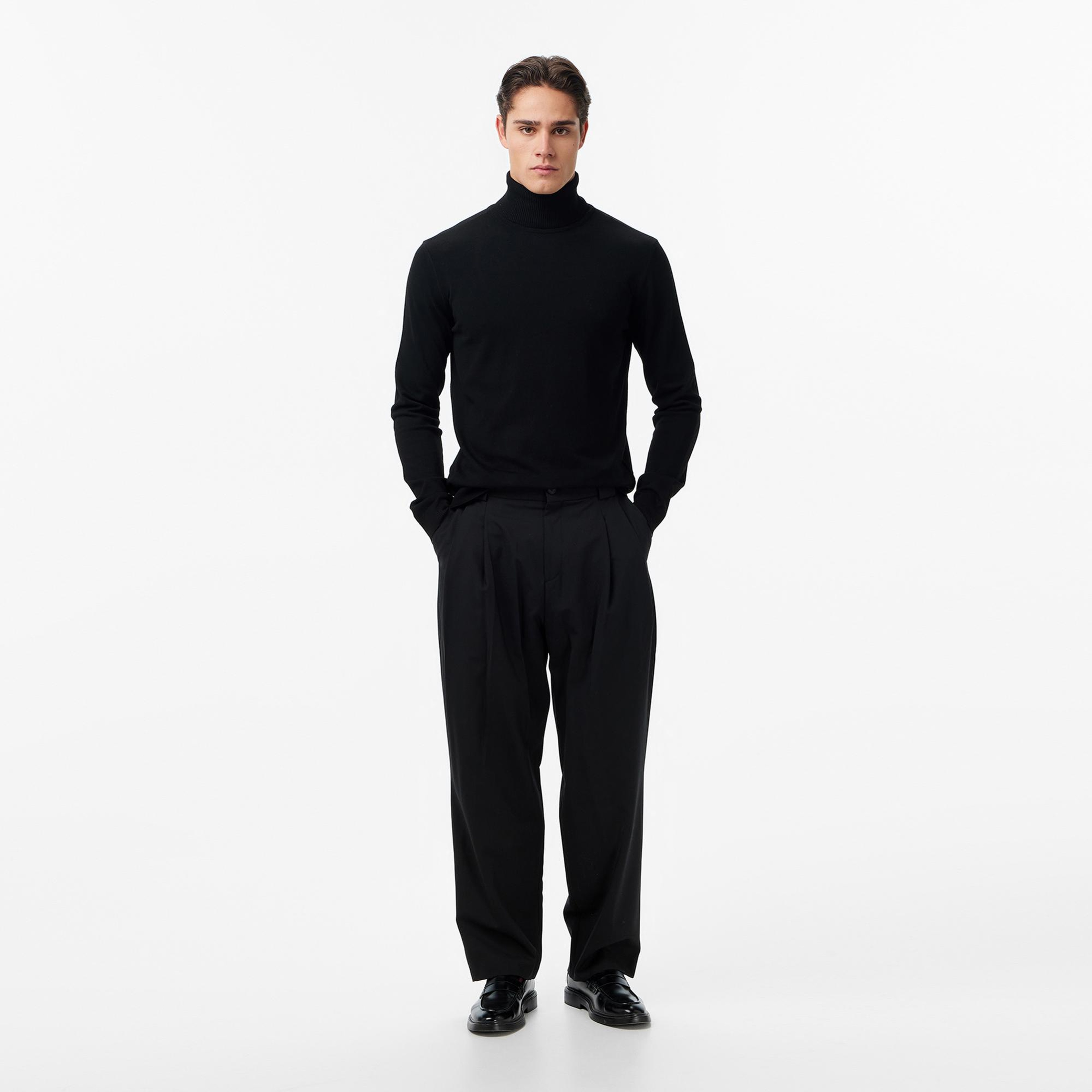 Les Benjamins Classic Fit Erkek Siyah Triko