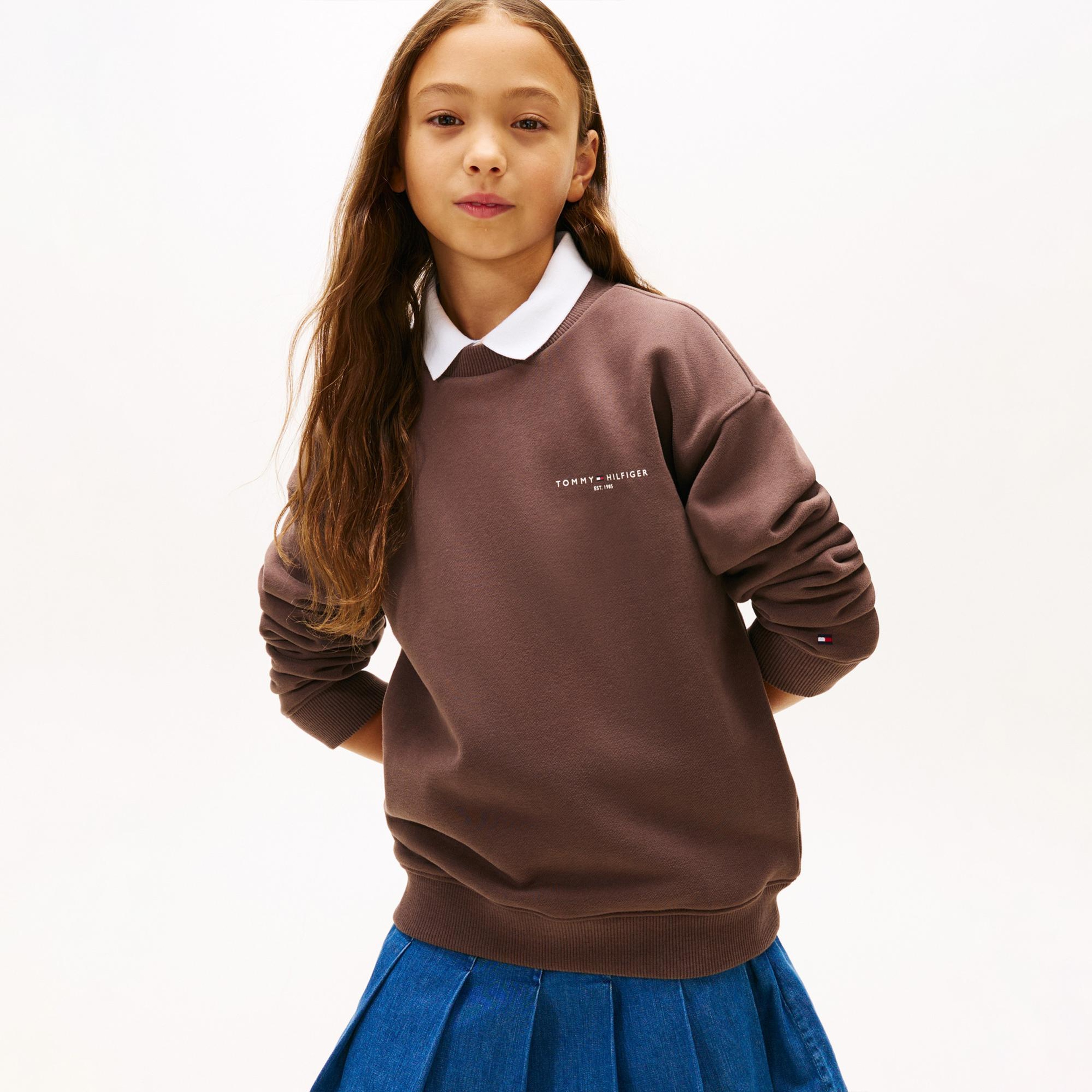 Tommy Hilfiger Mini Corp C-Neck Çocuk Kahverengi Sweatshirt