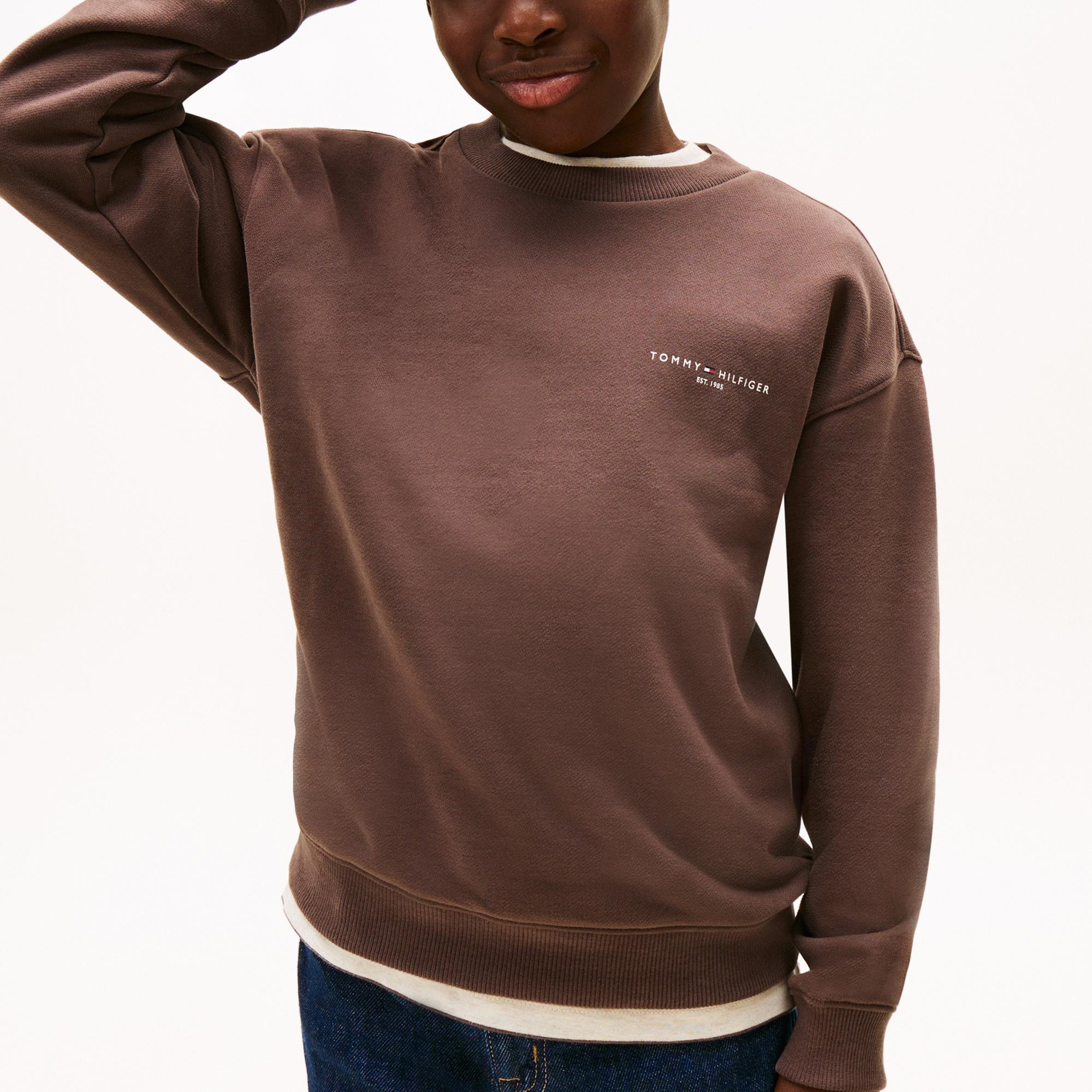 Tommy Hilfiger Mini Corp C-Neck Çocuk Kahverengi Sweatshirt