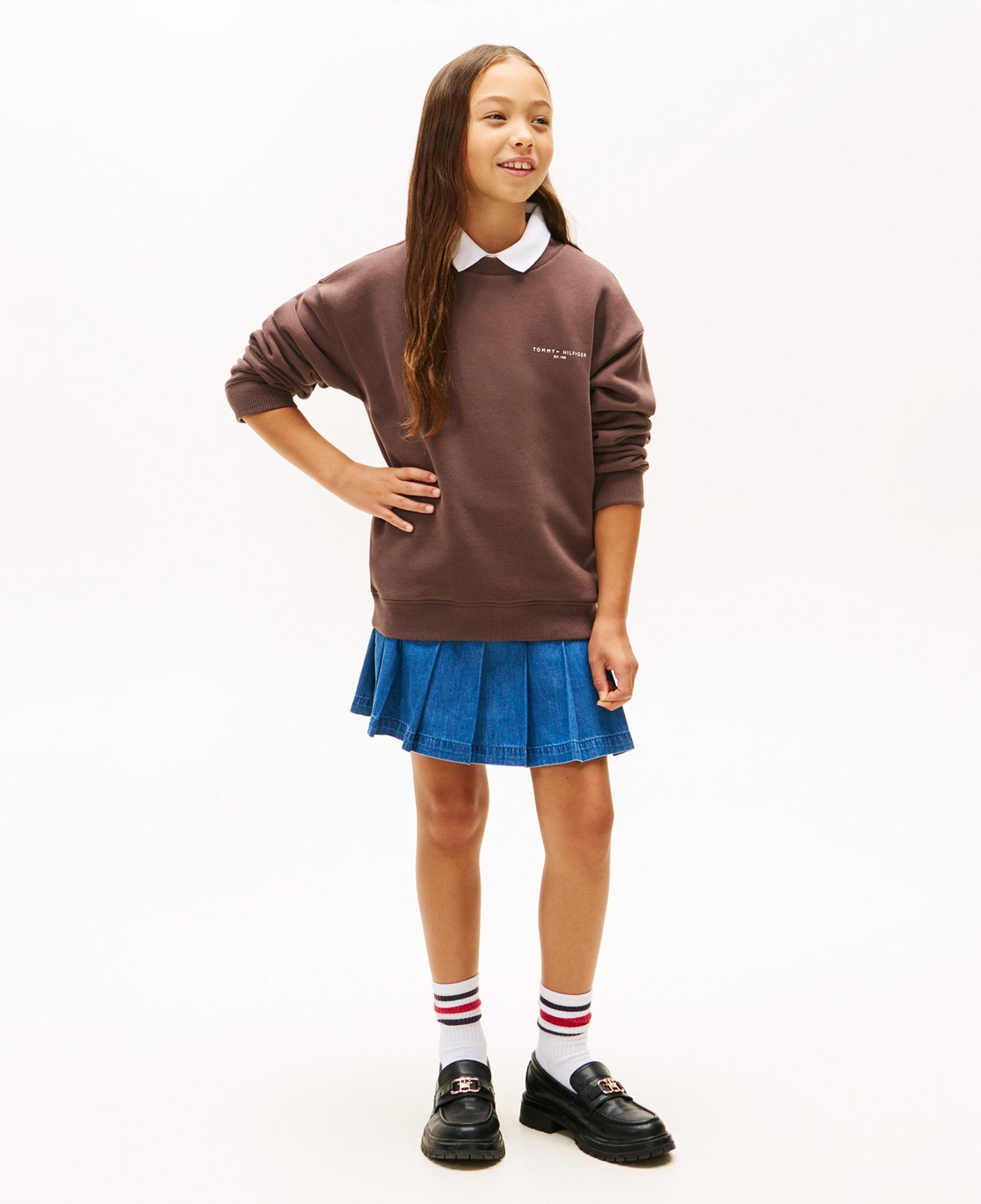 Tommy Hilfiger Mini Corp C-Neck Çocuk Kahverengi Sweatshirt