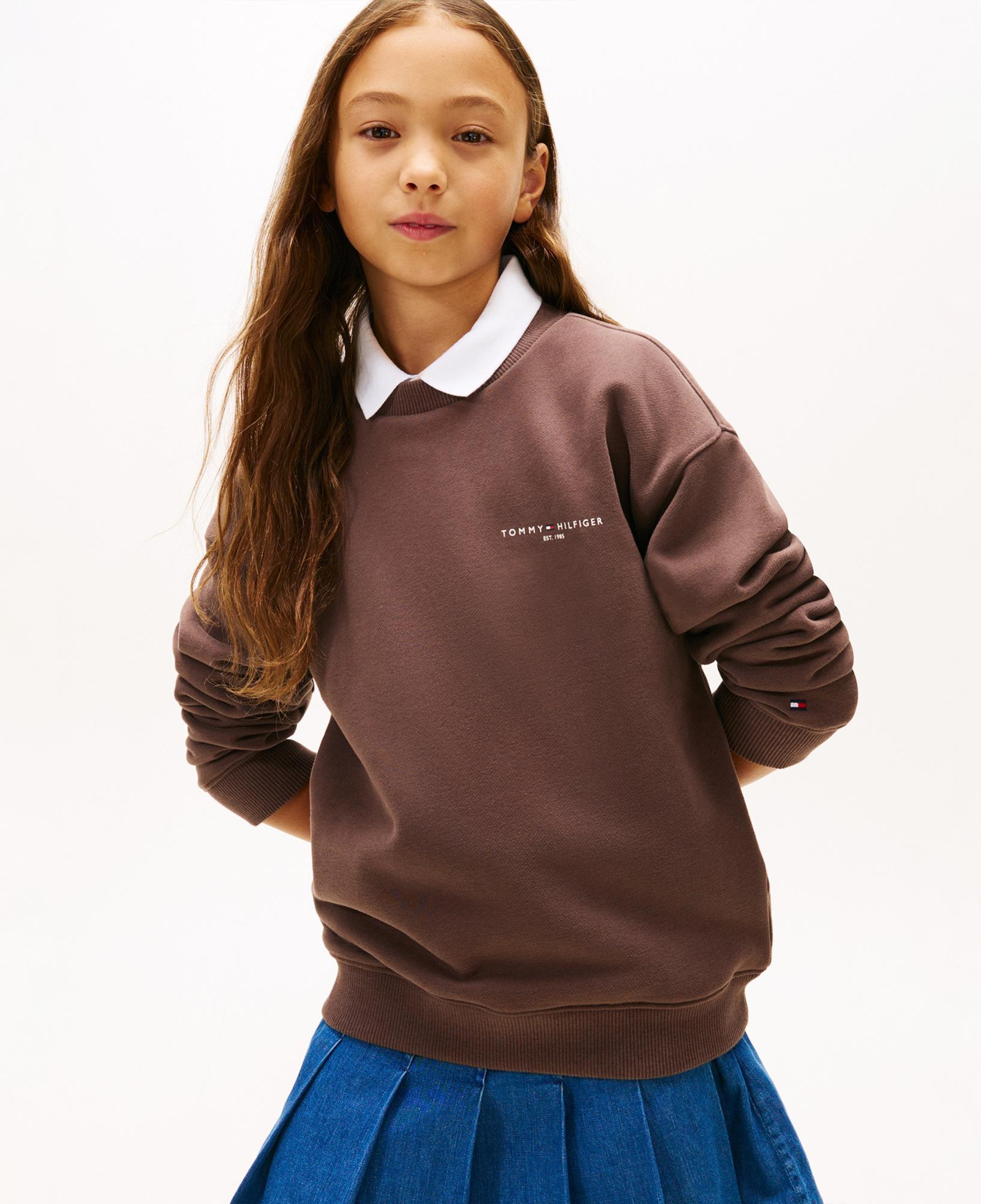 Tommy Hilfiger Mini Corp C-Neck Çocuk Kahverengi Sweatshirt