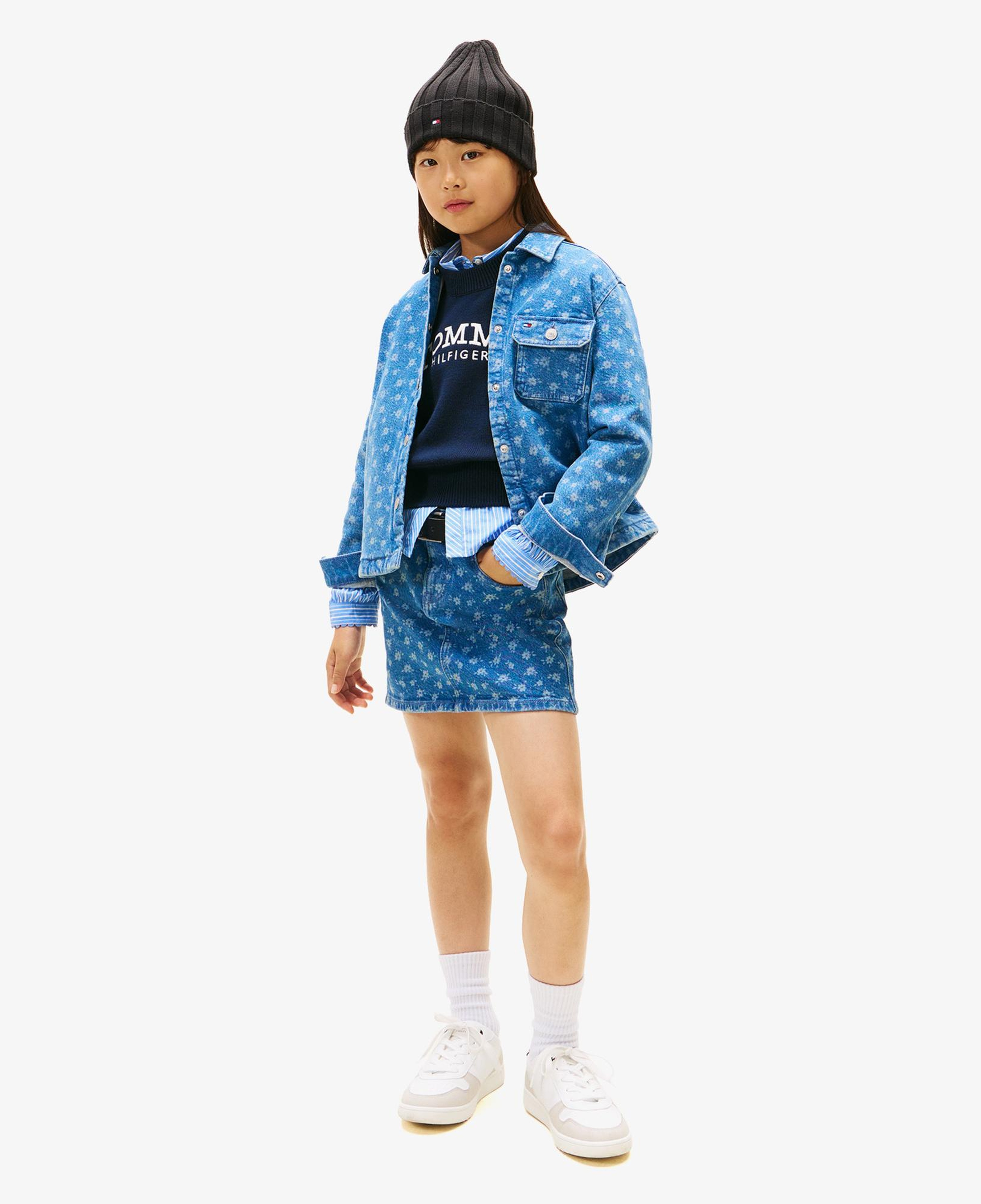 Tommy Hilfiger Overshirt Flower Aop Çocuk Mavi Gömlek