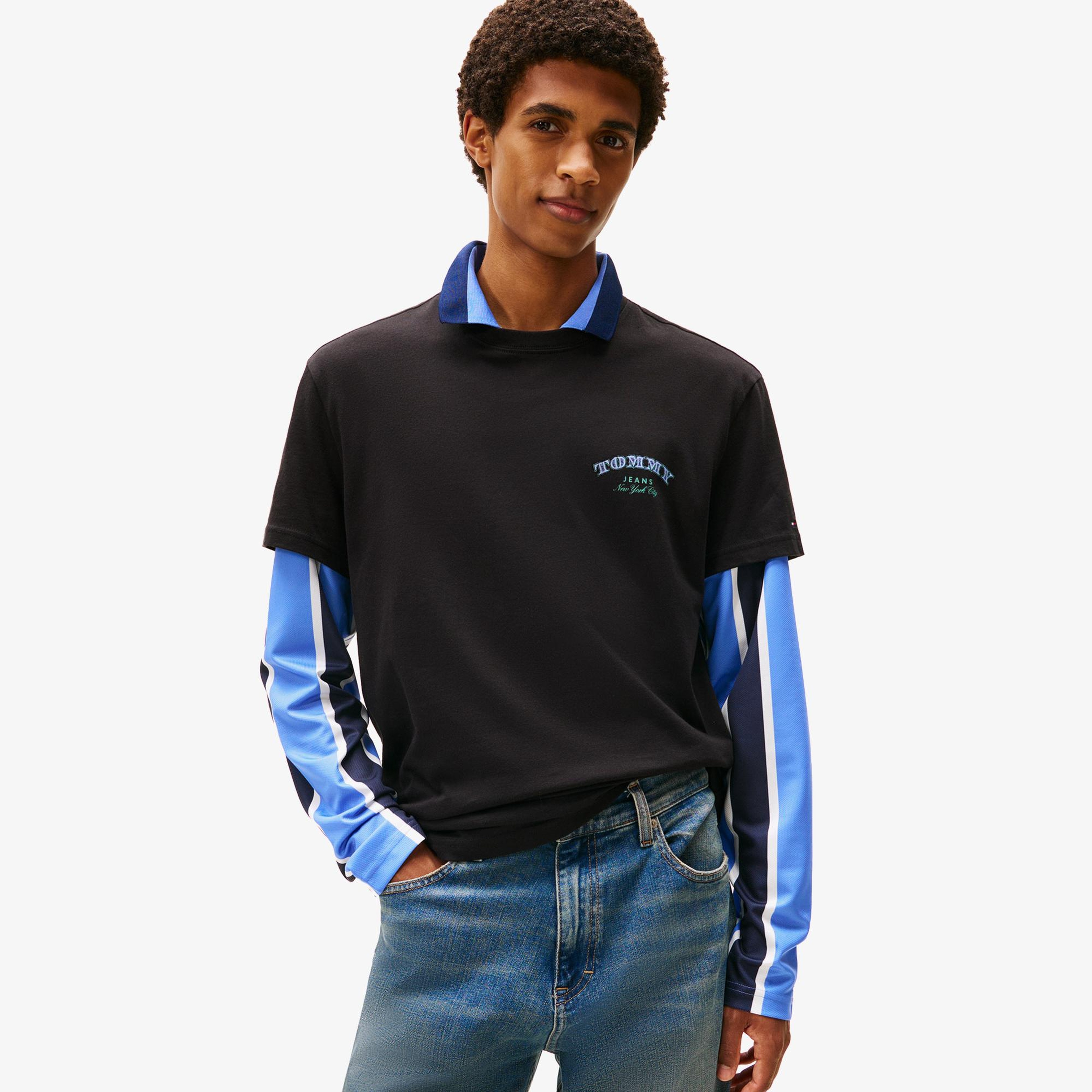 Tommy Hilfiger Regular Dollar Stack Erkek Siyah T-Shirt