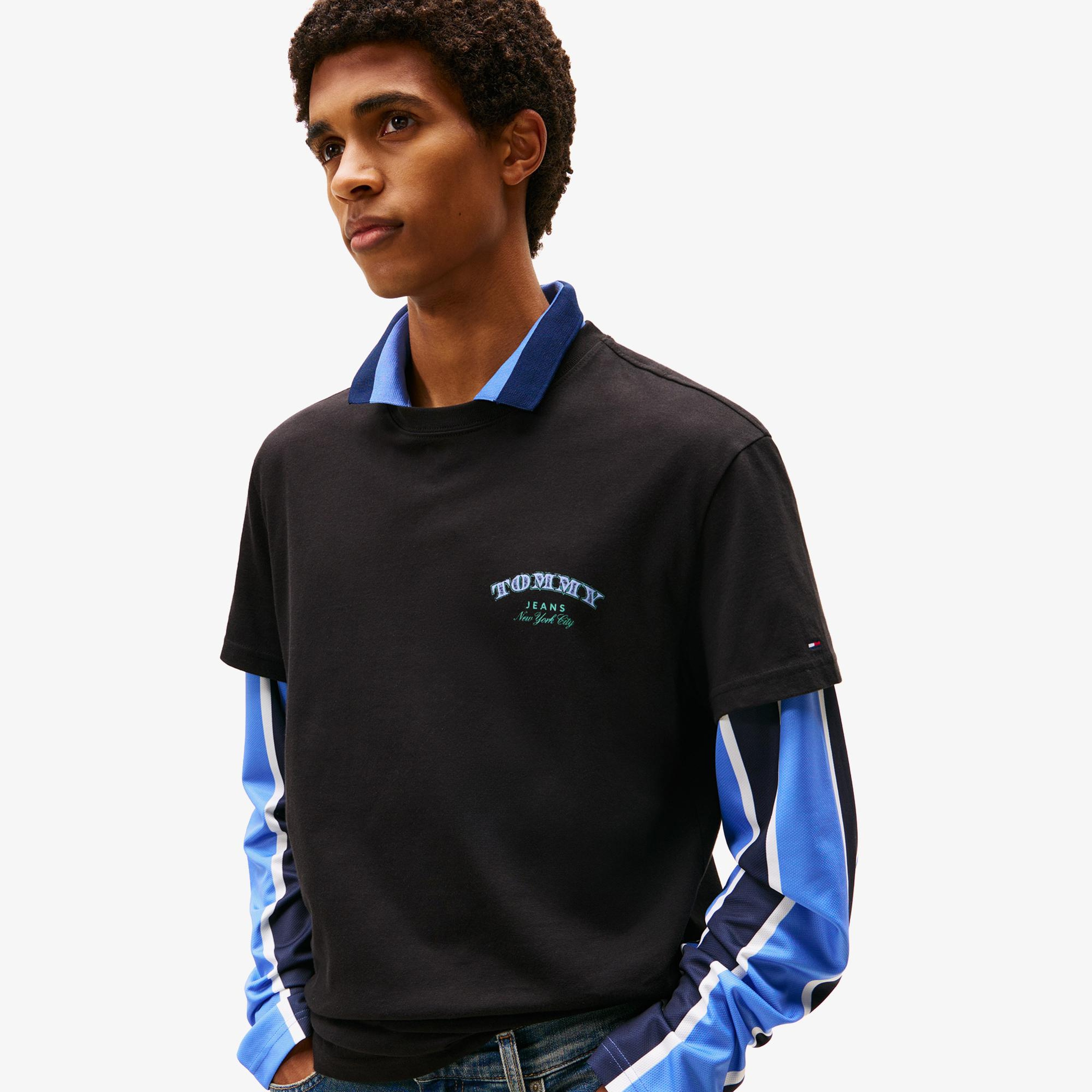 Tommy Hilfiger Regular Dollar Stack Erkek Siyah T-Shirt