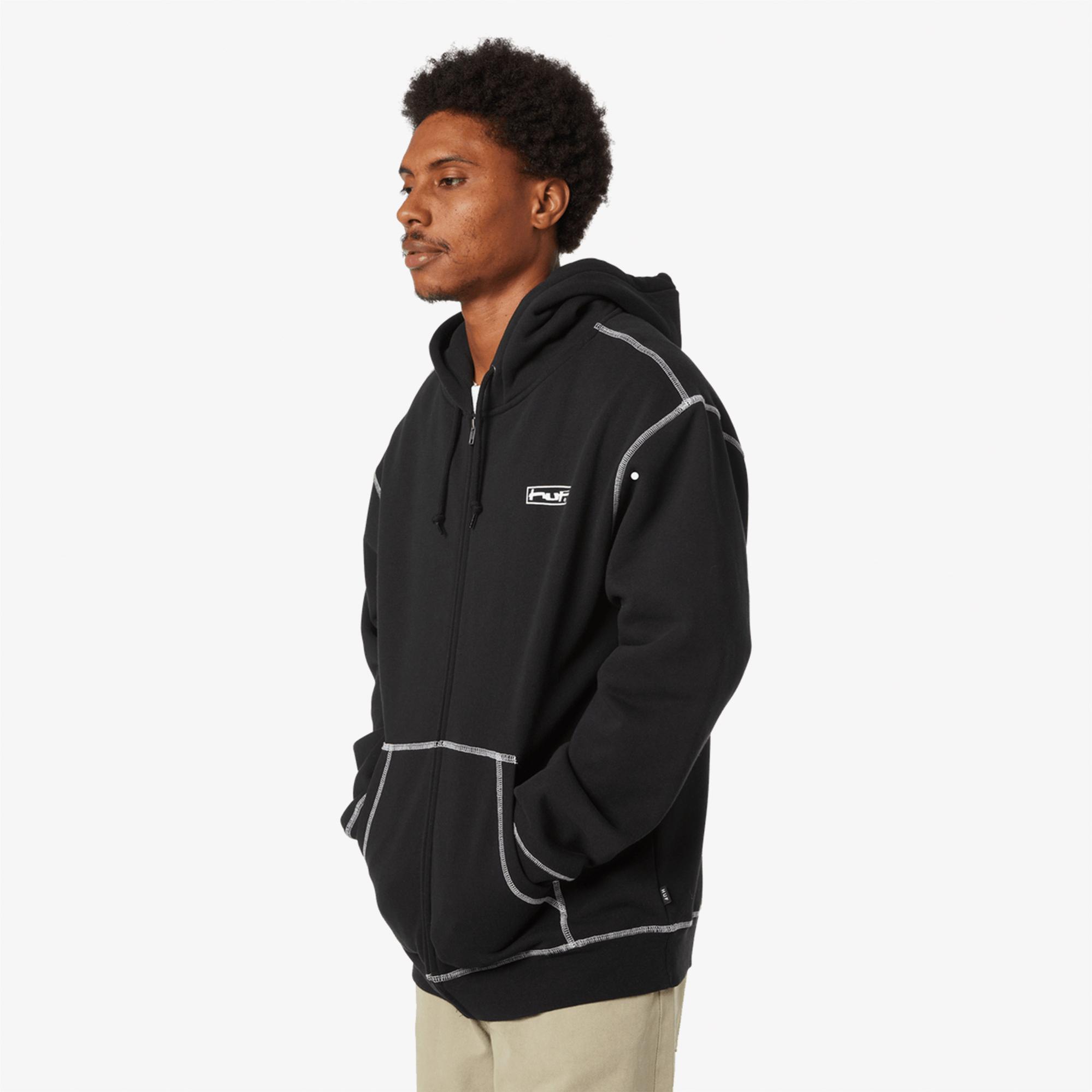 Huf Stretch Full-Zip Erkek Siyah Sweatshirt