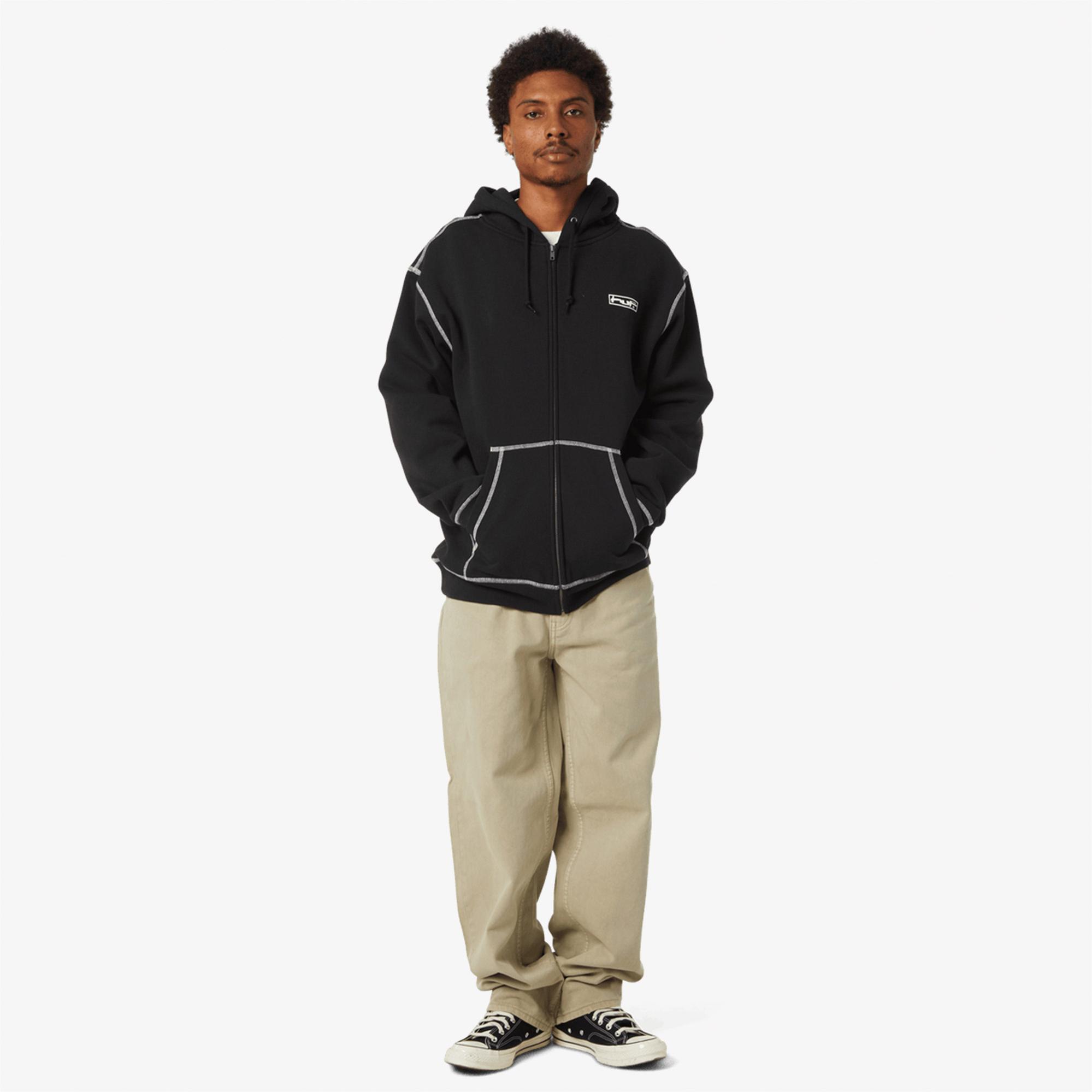 Huf Stretch Full-Zip Erkek Siyah Sweatshirt