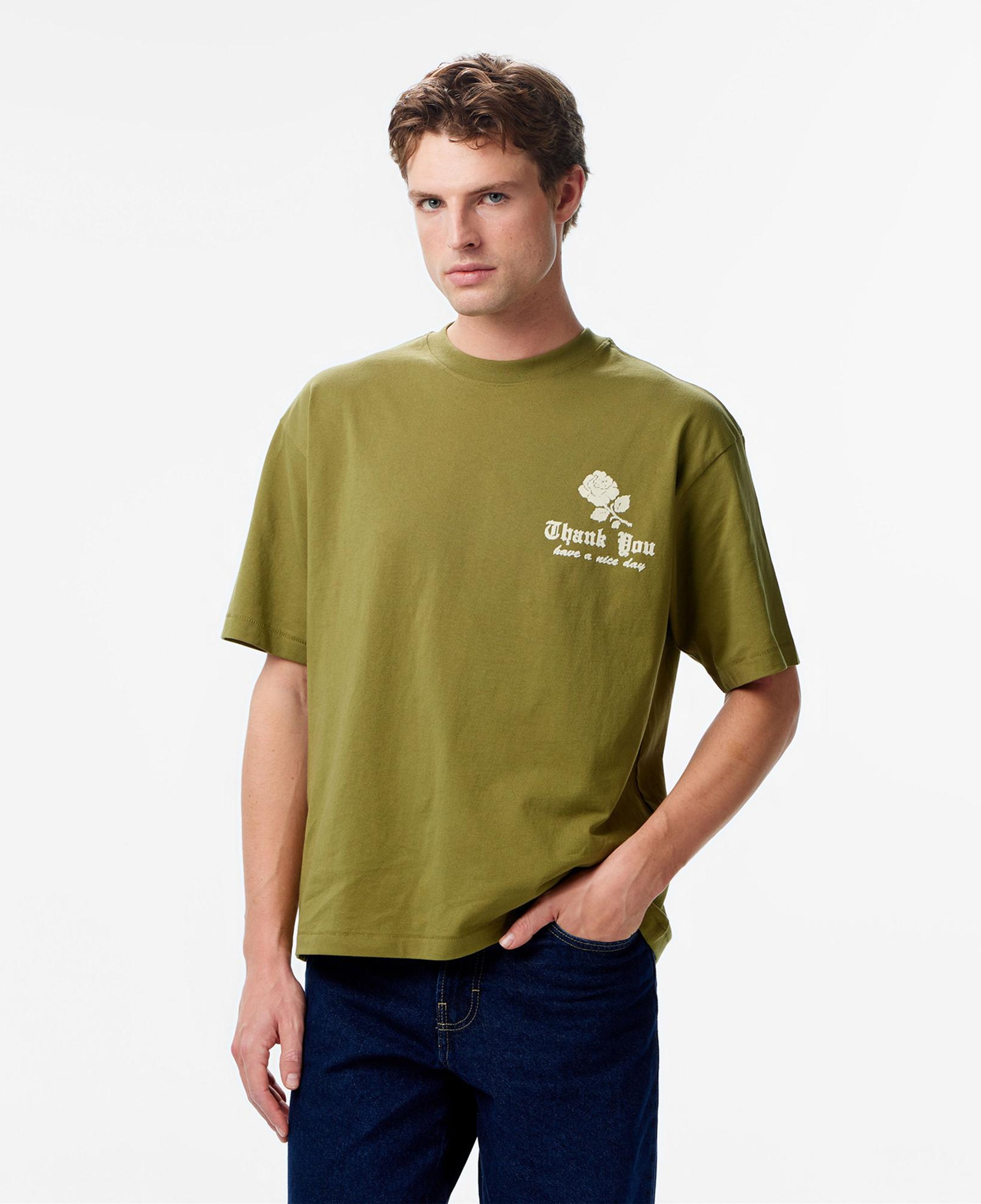 Market Thank You Needlepoint Erkek Haki T-Shirt