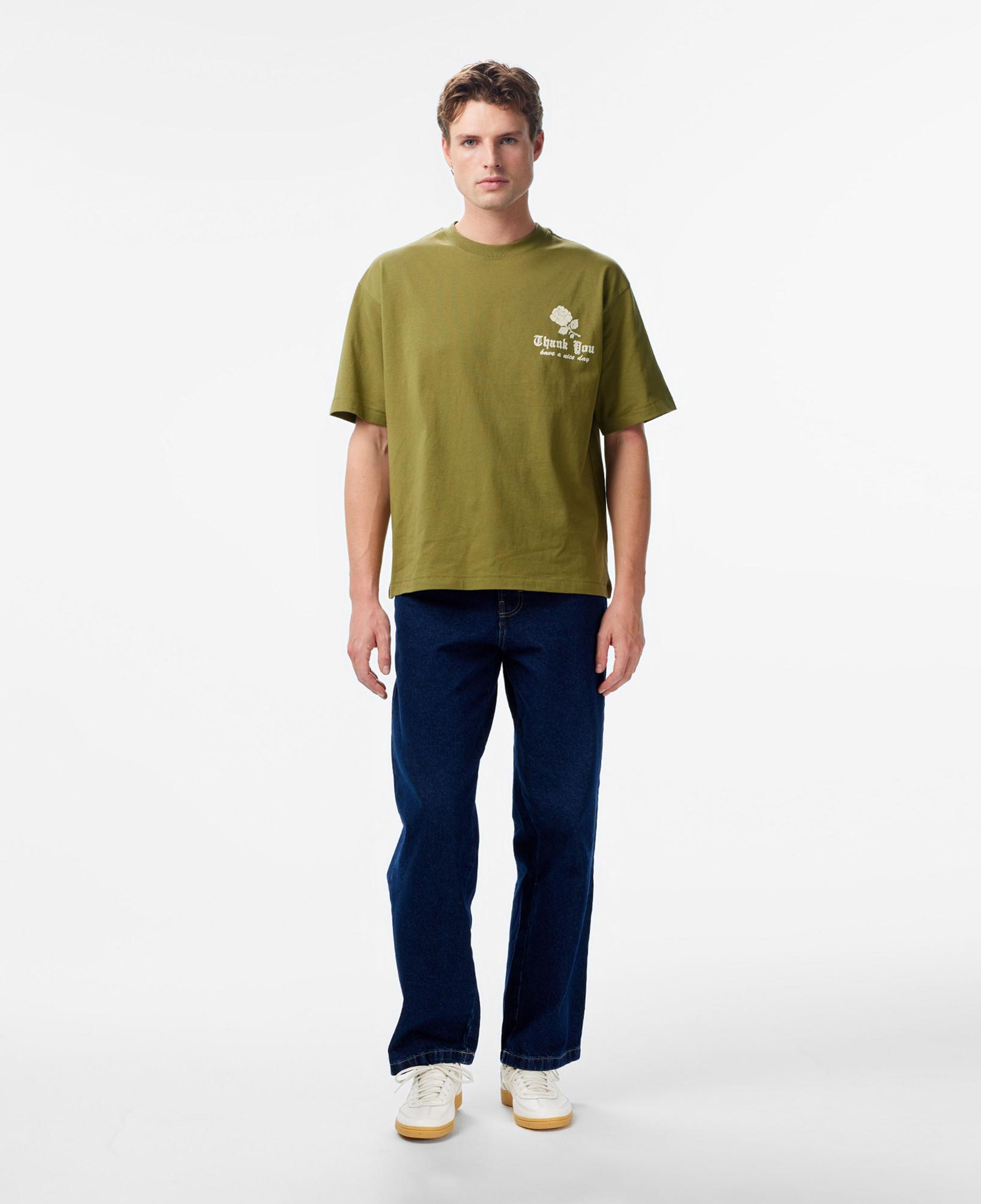 Market Thank You Needlepoint Erkek Haki T-Shirt