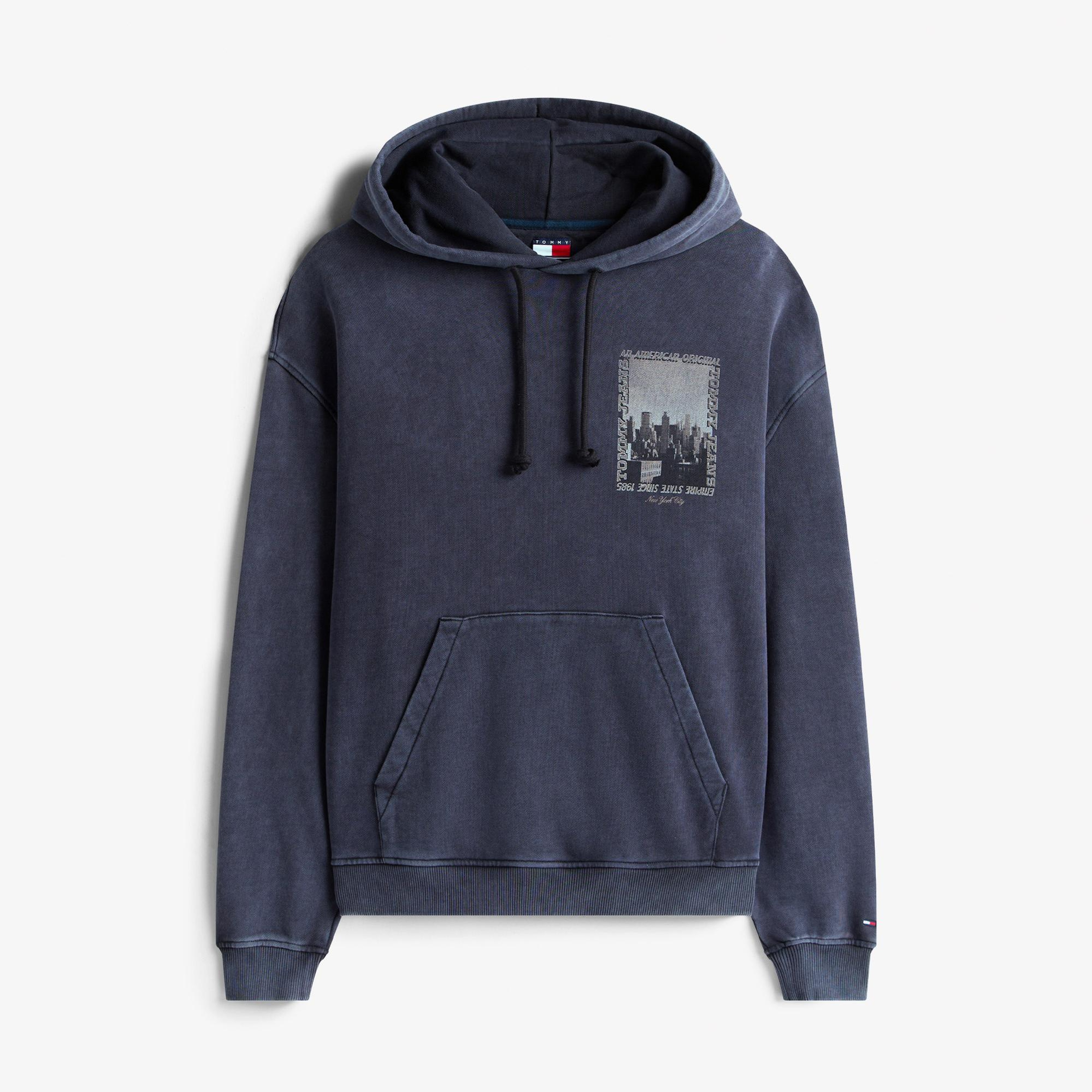 Tommy Hilfiger 90s Back Photo Print Erkek Lacivert Sweatshirt