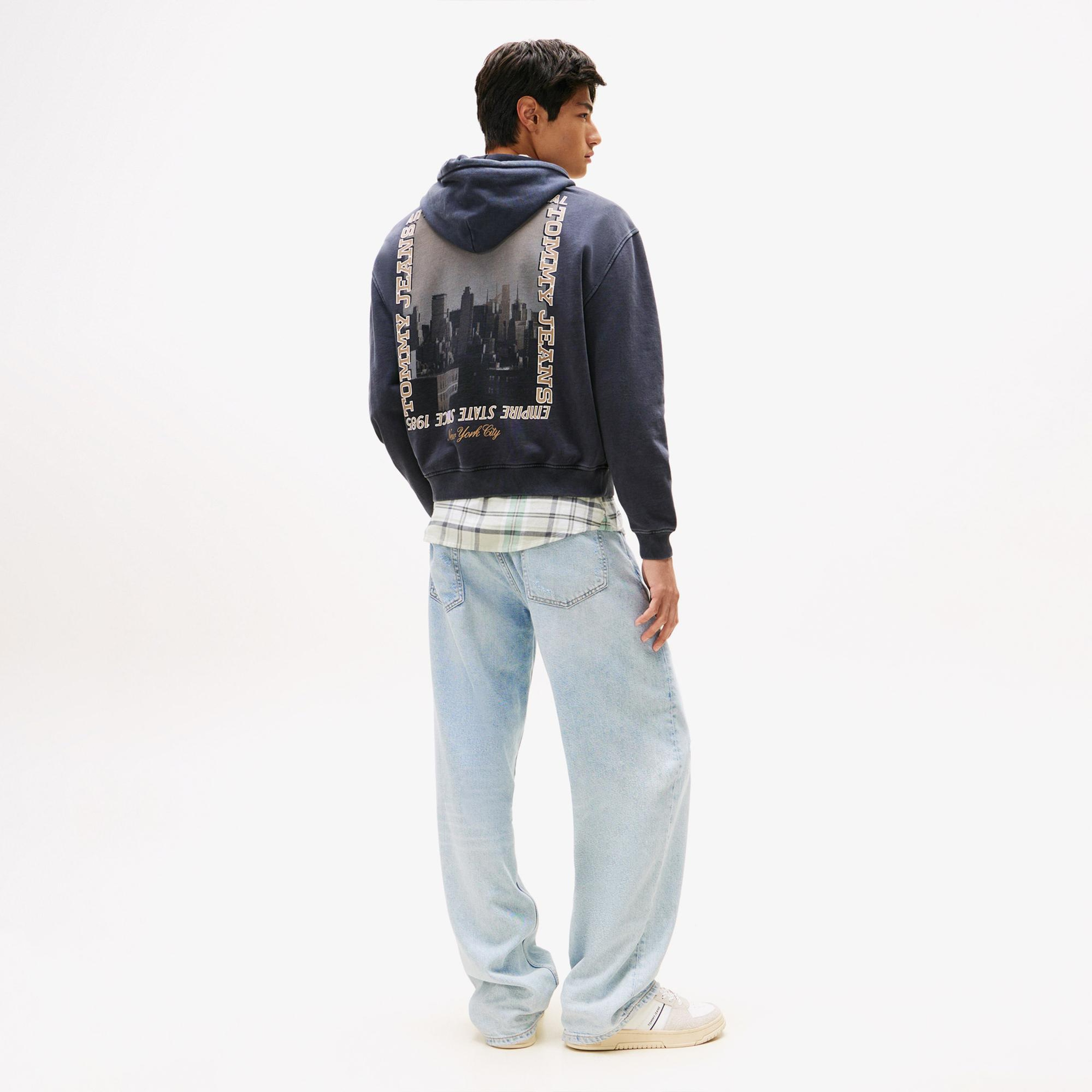 Tommy Hilfiger 90s Back Photo Print Erkek Lacivert Sweatshirt