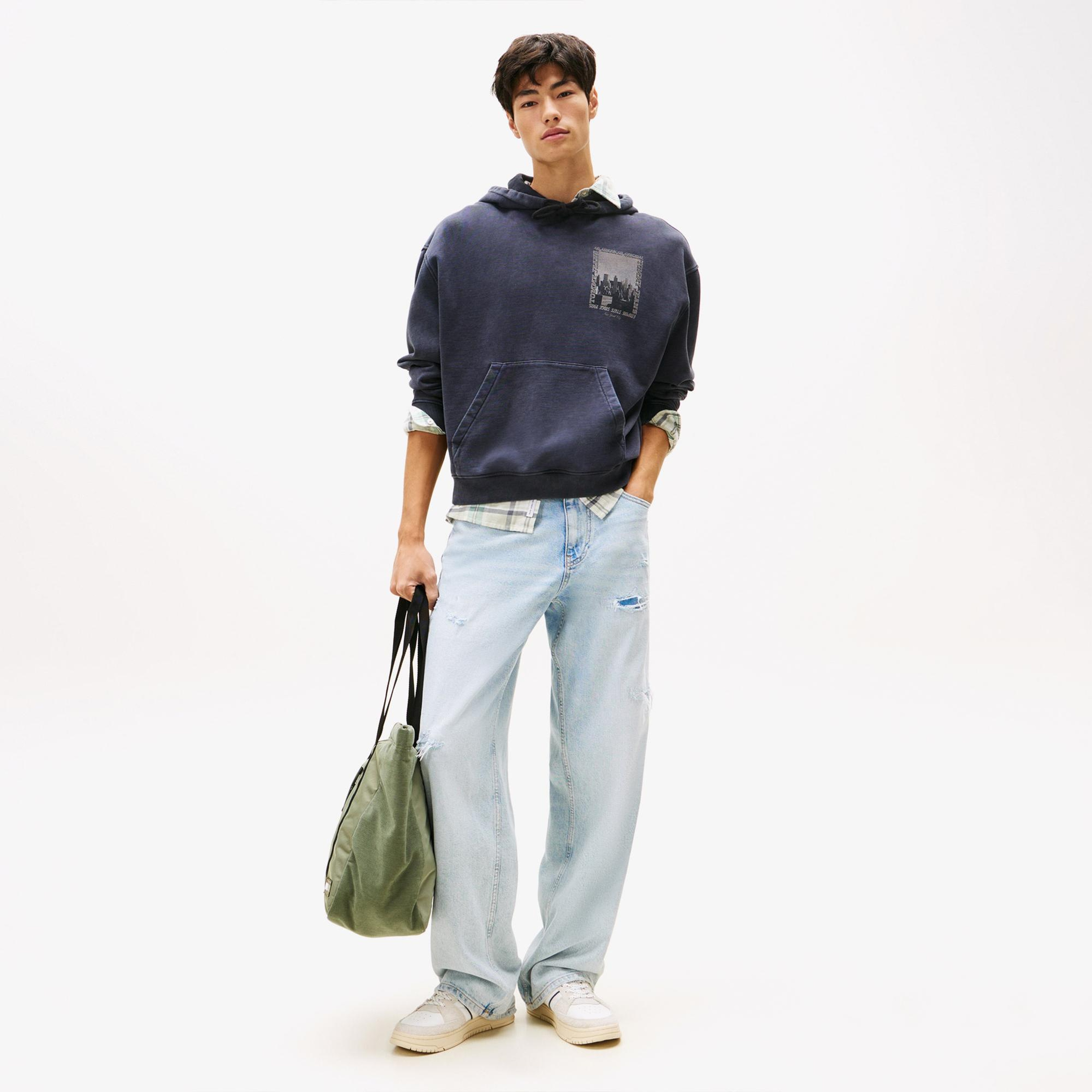 Tommy Hilfiger 90s Back Photo Print Erkek Lacivert Sweatshirt