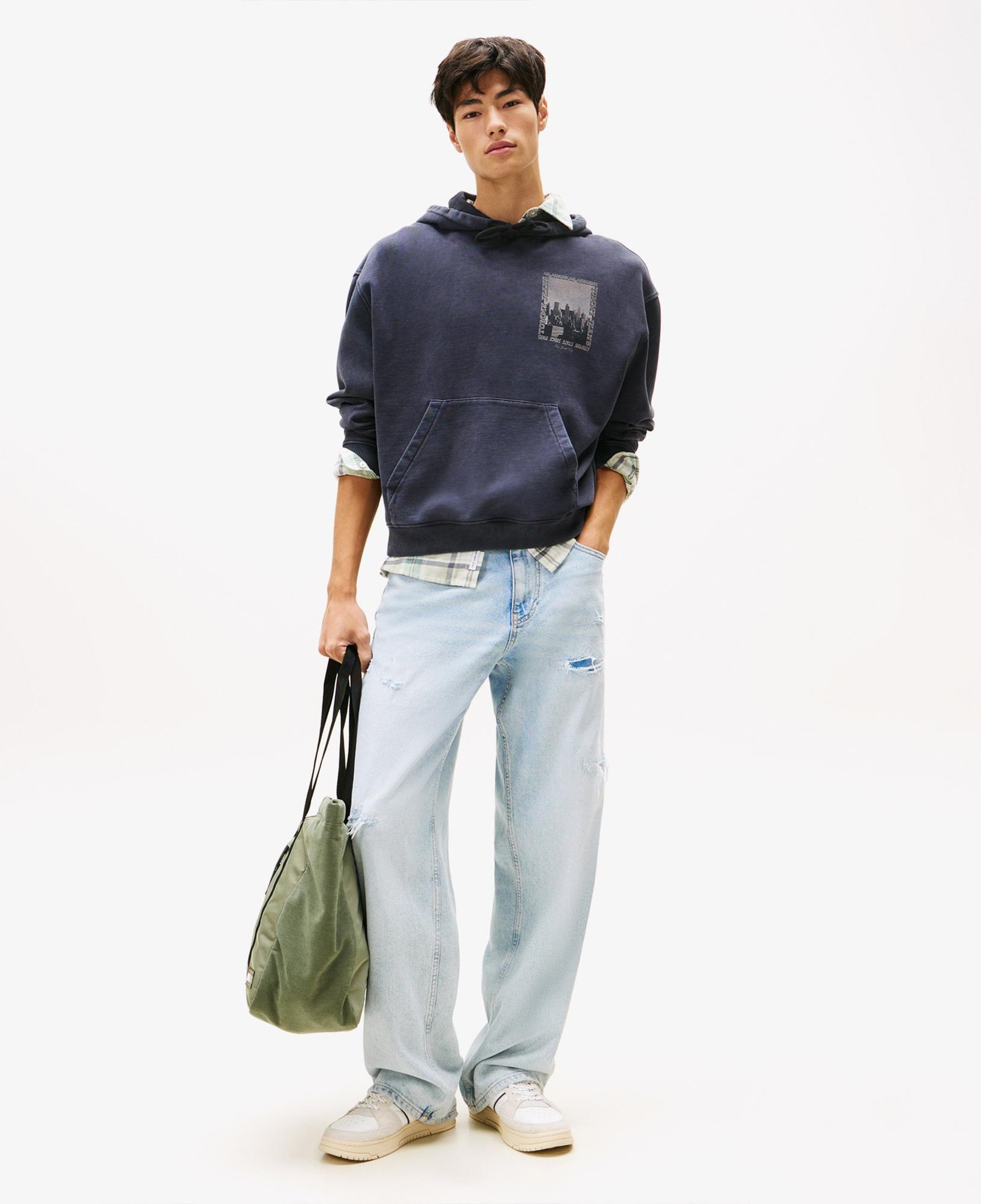 Tommy Hilfiger 90s Back Photo Print Erkek Lacivert Sweatshirt