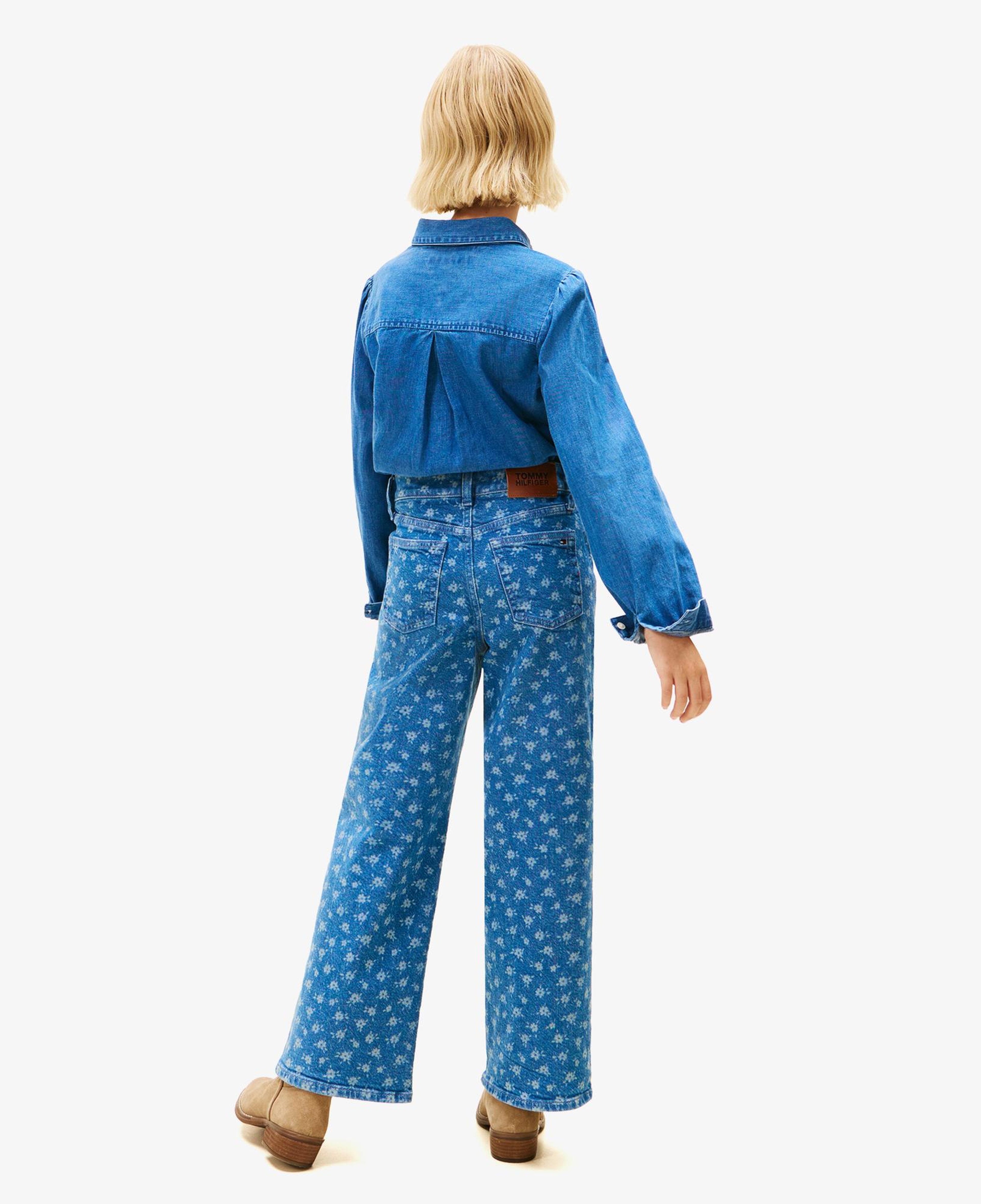 Tommy Hilfiger Mabel Wide Leg Flower Aop Jeans Çocuk Mavi Pantolon